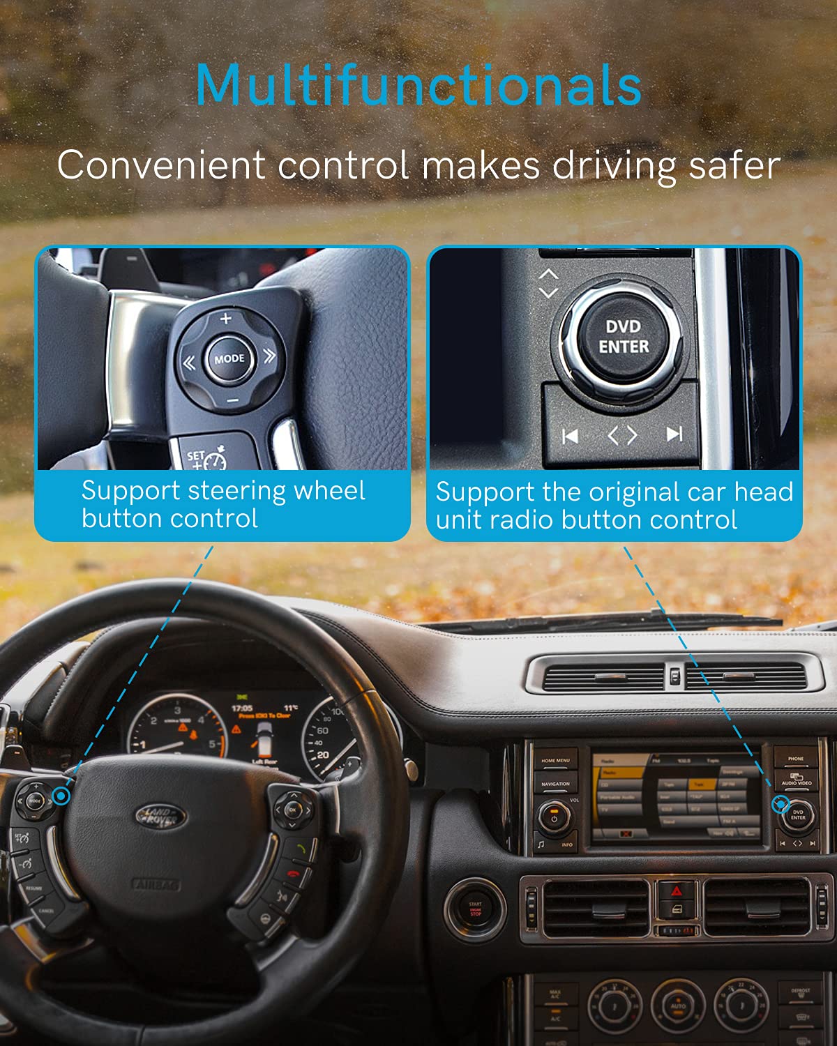 Choocl Bluetooth 5.0 Aptx Hd Adapter With Ipod Cable For Range Rover, Land Rover, Jaguar Wireless Audio Interface Car Kit For 30