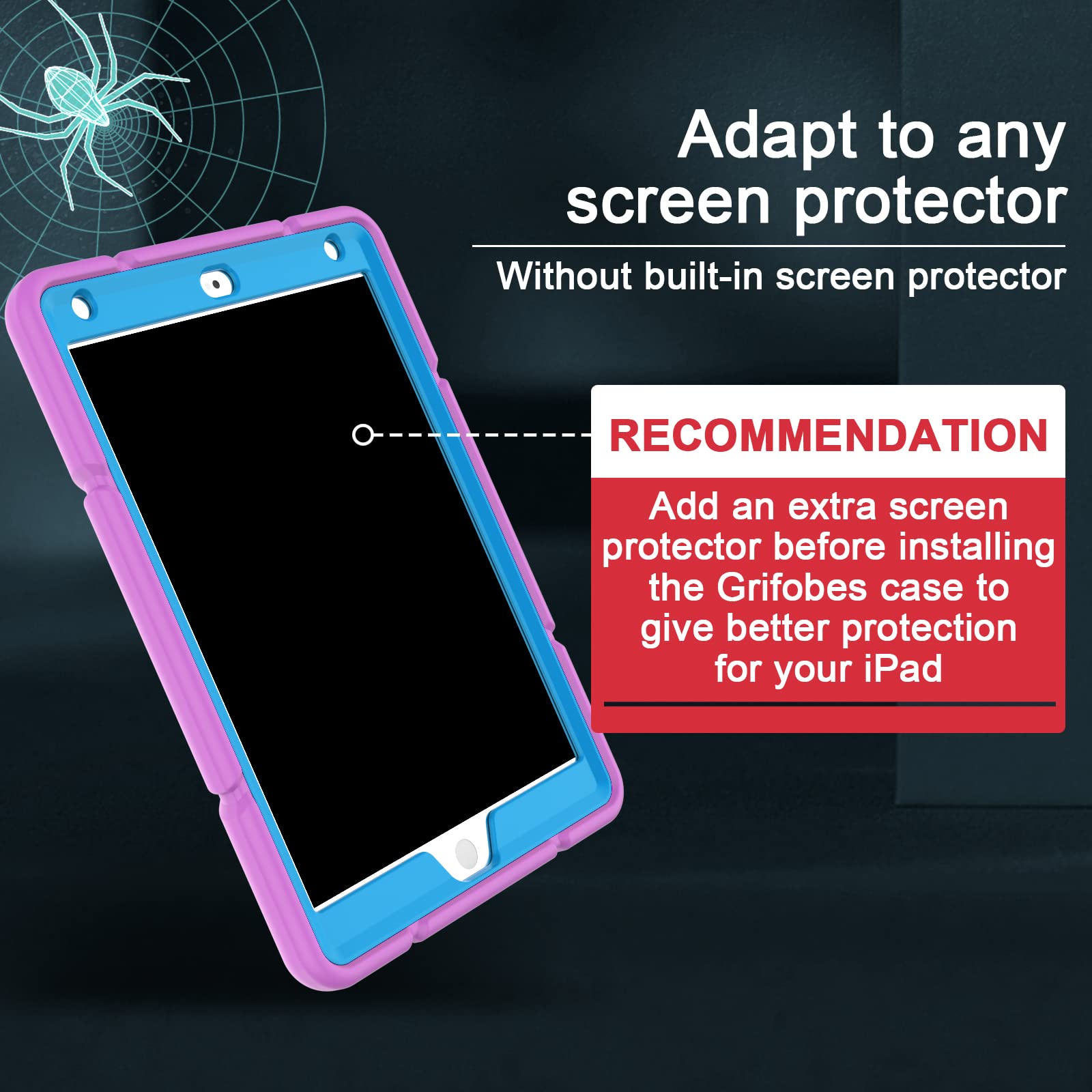 Grifobes Kids Case For Ipad 9Th Generation Case, Ipad 8Th/7Th Generation Case 2021/2020/2019, Heavy Duty Shockproof Rugged Prote