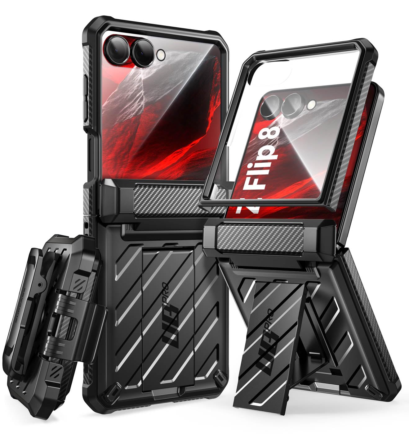SUPCASE for Samsung Galaxy Z Flip 8 Case with 360 Rotating Belt Clip, Black