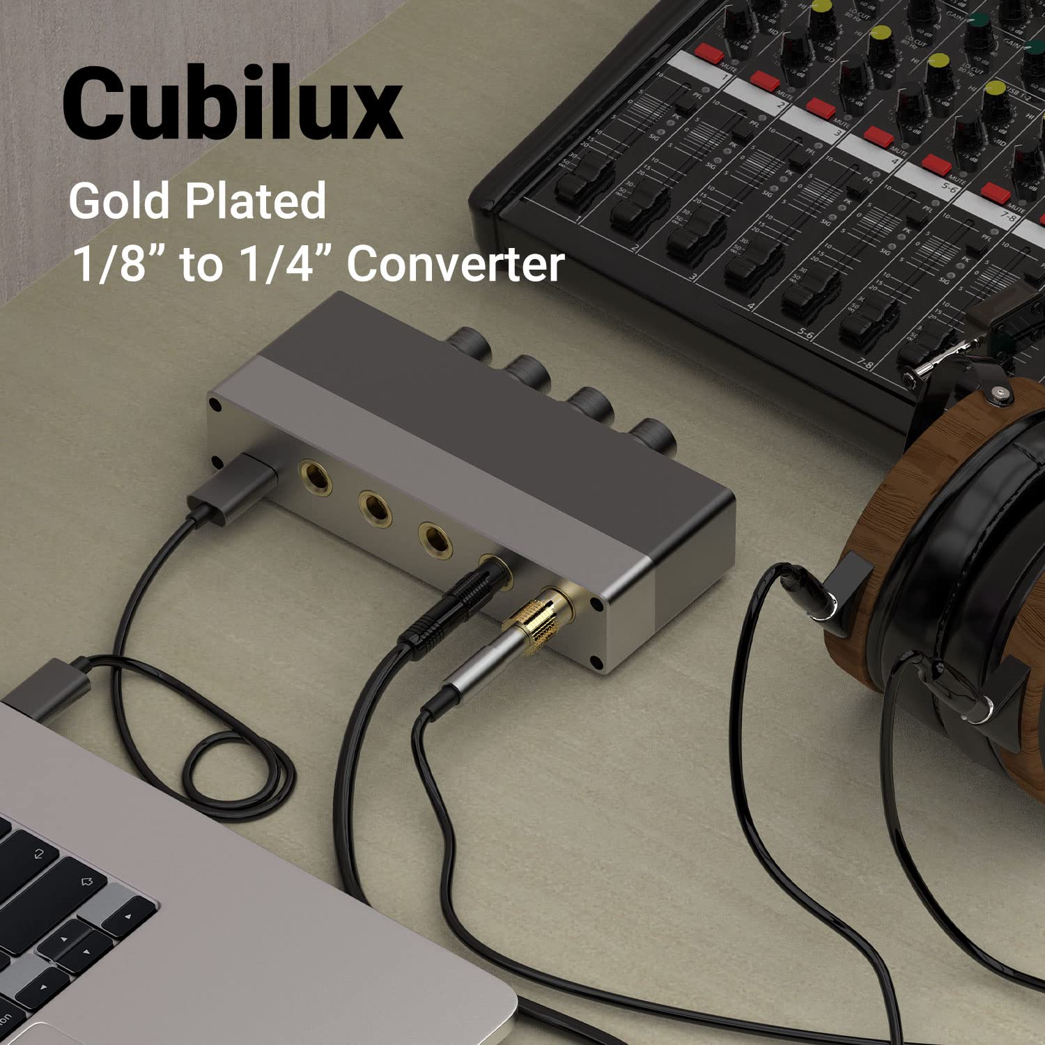 Cubilux 6.35Mm To 3.5Mm Audio Adapter, Gold Plated 1/4' Male To 1/8' Female Trs Stereo Aux Connector Converter For Guitar Keyboard Digital Piano Studio Monitor Amplifier Mixer Splitter, 3 Pack