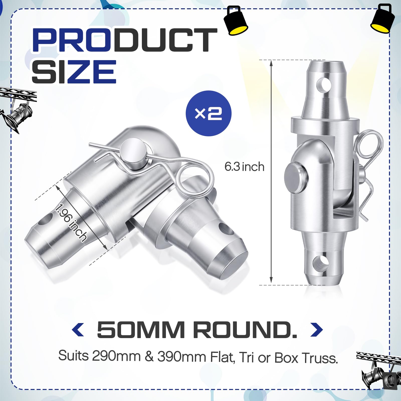 Yaocom 2 Pack Aluminum Flexible Hinge Joint Suit Flat With Clips Pin Tri Box Truss 290Mm Trussing Lighting Dj Stage Lighting Acc