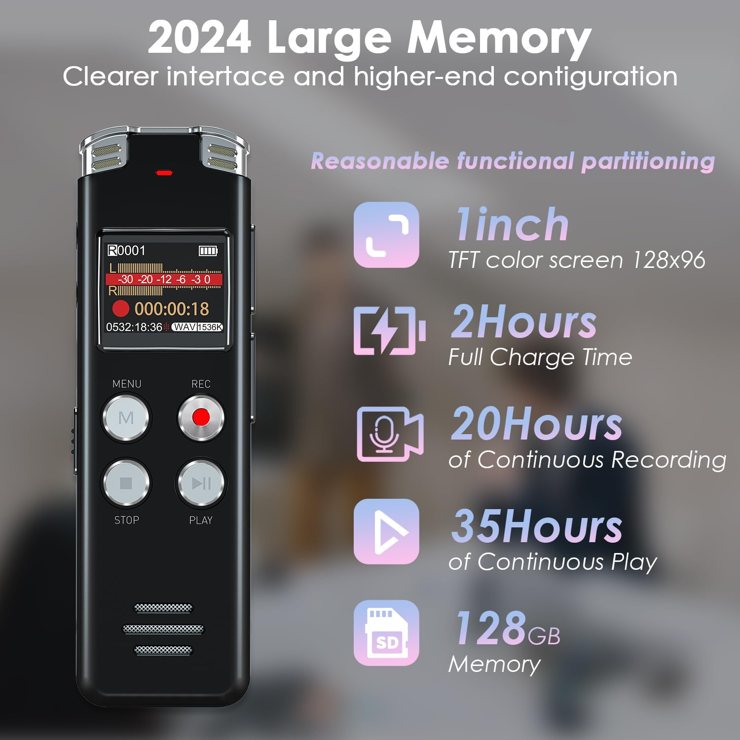 128Gb Digital Voice Recorder With Playback: Voice Activated Recorder For Lectures Meetings Interviews   Evistr Dictaphone Recording Device Tape Recorder Portable Mini, Audio Recorder With Usb, Mp3