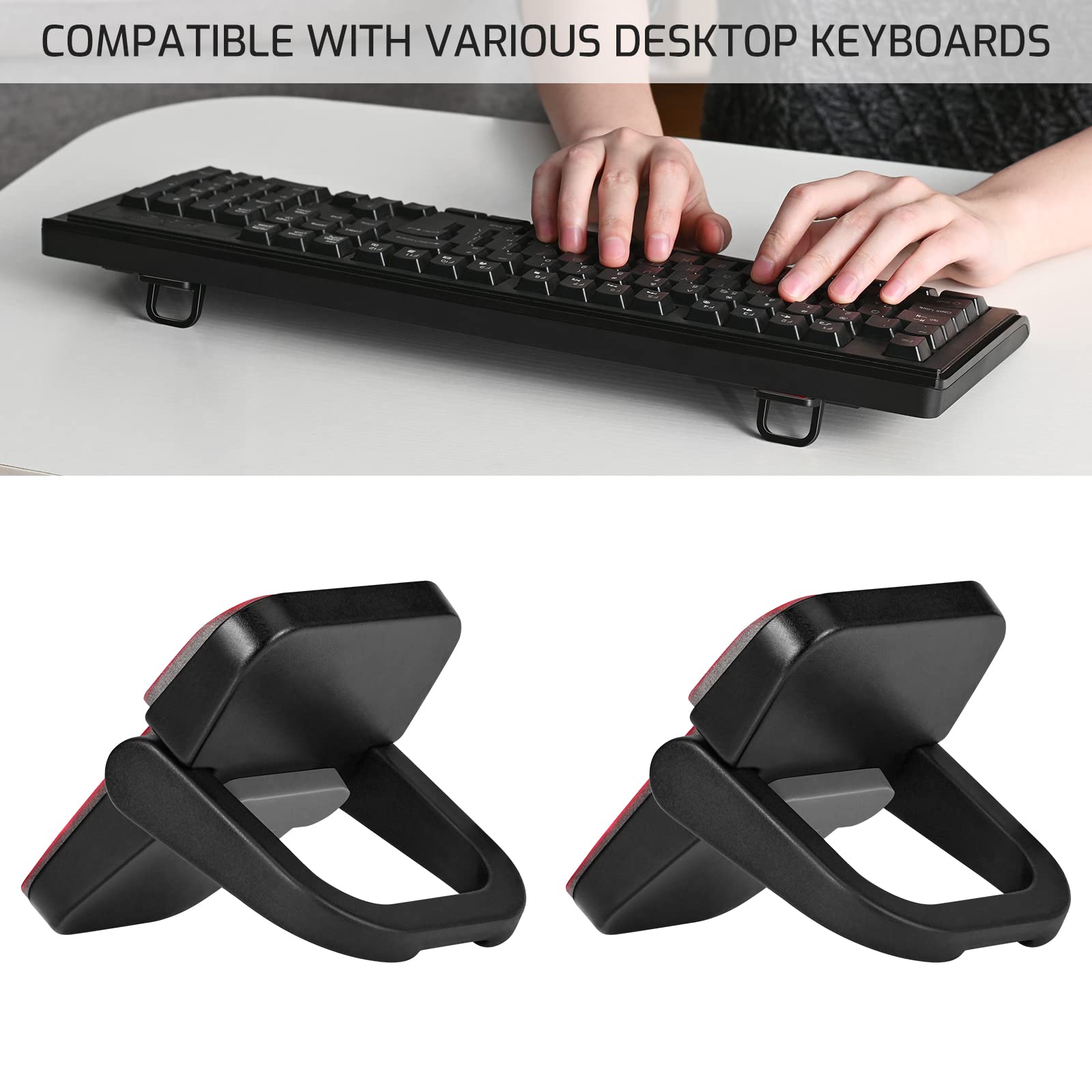 Tofun 1 Pair Foldable Laptop Zinc Alloy Stand, Self Adhesive Invisible Desk Keyboard Feet, Mini Metal Laptop Feet Lifter,Black