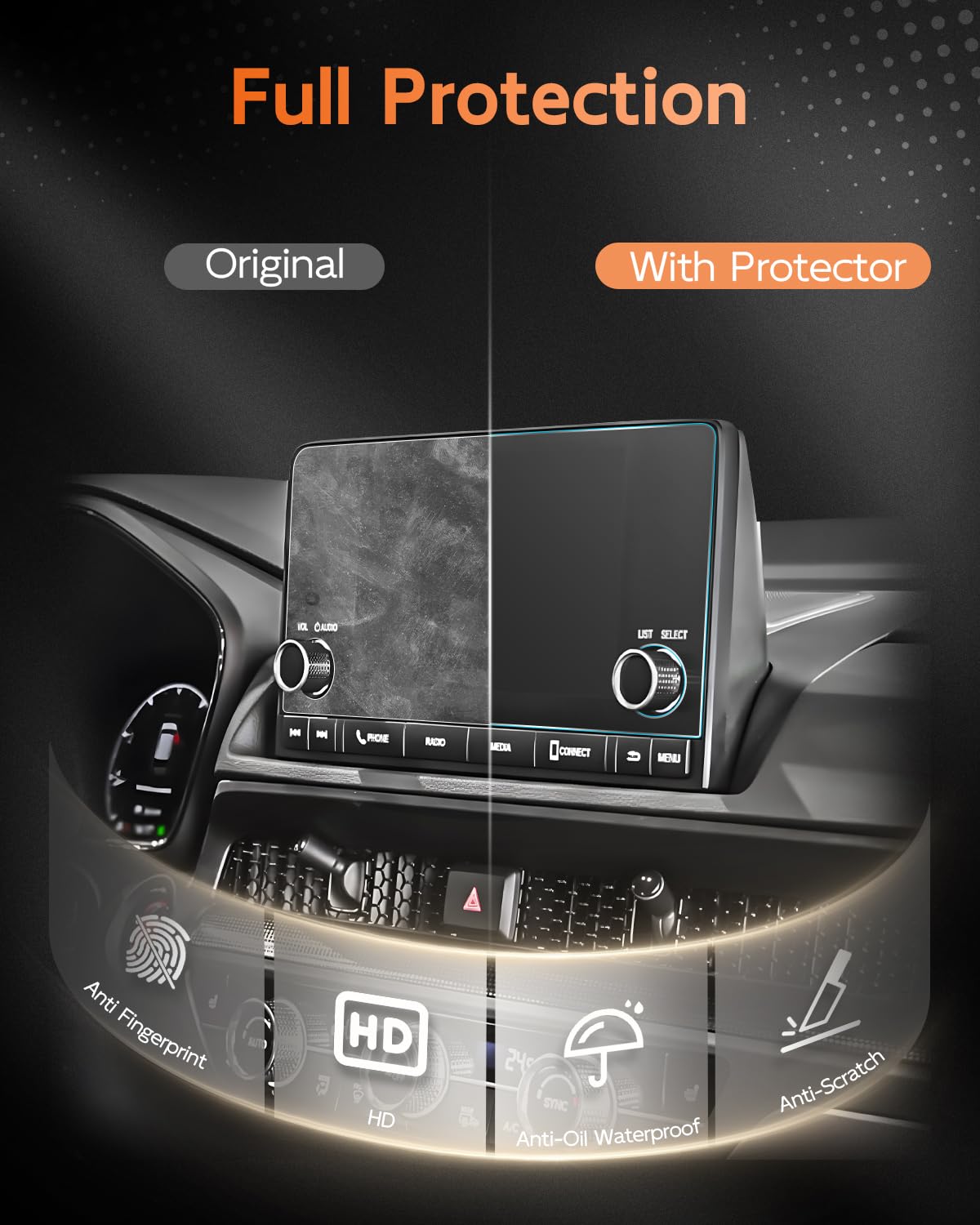 Pilot 2Pcs Anti Reflection Screen Protector For Honda Pilot, 7 Inch, Touchscreen Cover, For Pilot 2023 2024 2025 Accessories, Pack Of 2, Ultra Transparent