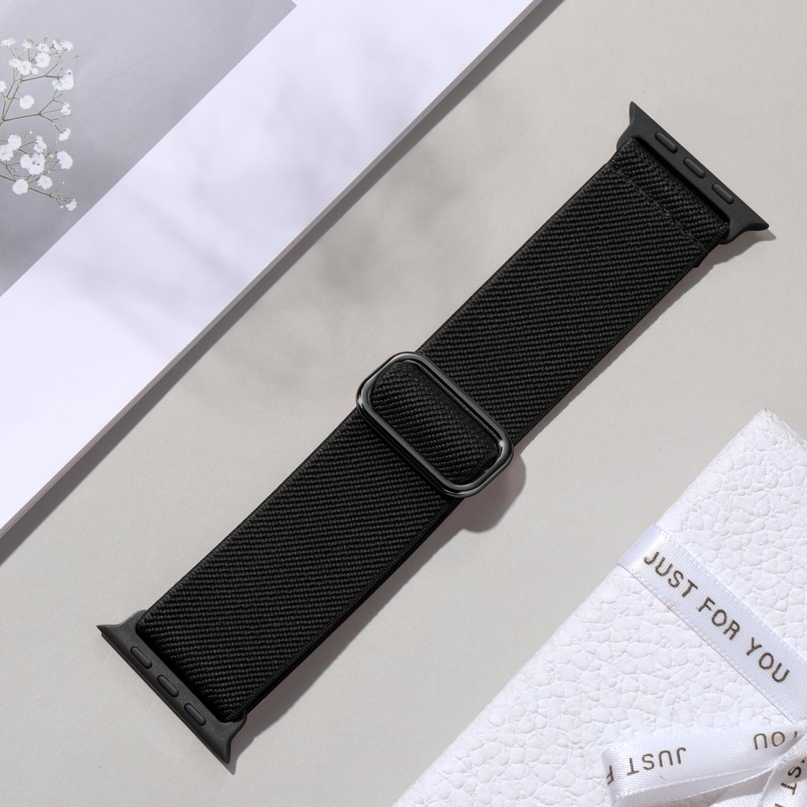 Stretchy Solo Loop Compatible With Apple Watch Band 44Mm 40Mm 45Mm 41Mm 38Mm 49Mm 42Mm 46Mm Women Men, Soft Nylon Elastic Braide
