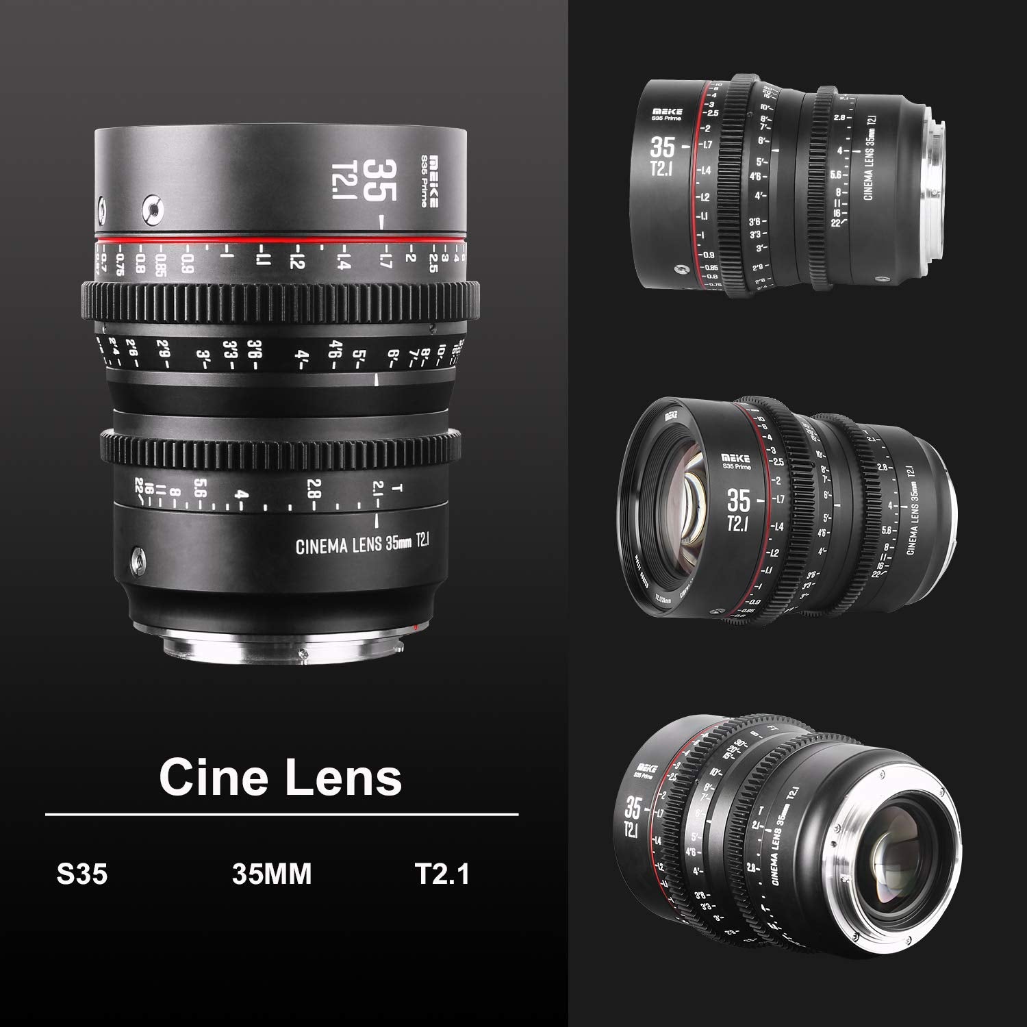 Meike 35Mm T2.1 S35 Manual Focus Wide Angle Prime Cinema Lens For Canon Ef Mount And Cine Camcorder Eos C100 Mark Ii, Eos C200,