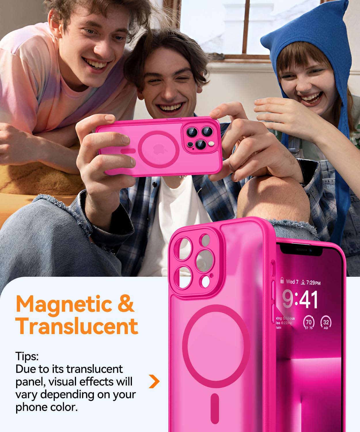 Canshn Magnetic Compatible With Iphone 13 Pro Case, Upgraded [Full Camera Protection] [Compatible With Magsafe] [Translucent Mat