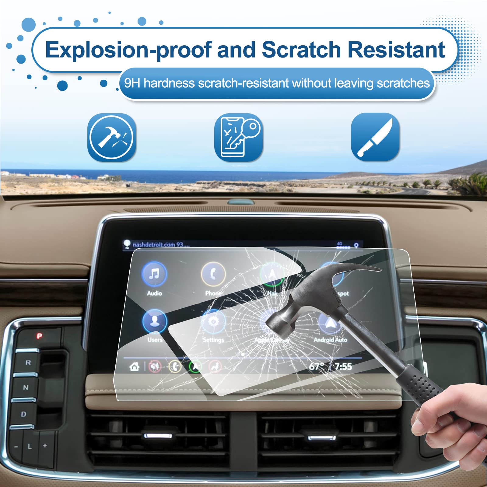 Coleya 2021 2022 2023 2024 Tahoe Screen Protector For Chevrolet Tahoe (Lt/Rst/Z71/Premier/High Country) 10.2 Inch Touch Screen,