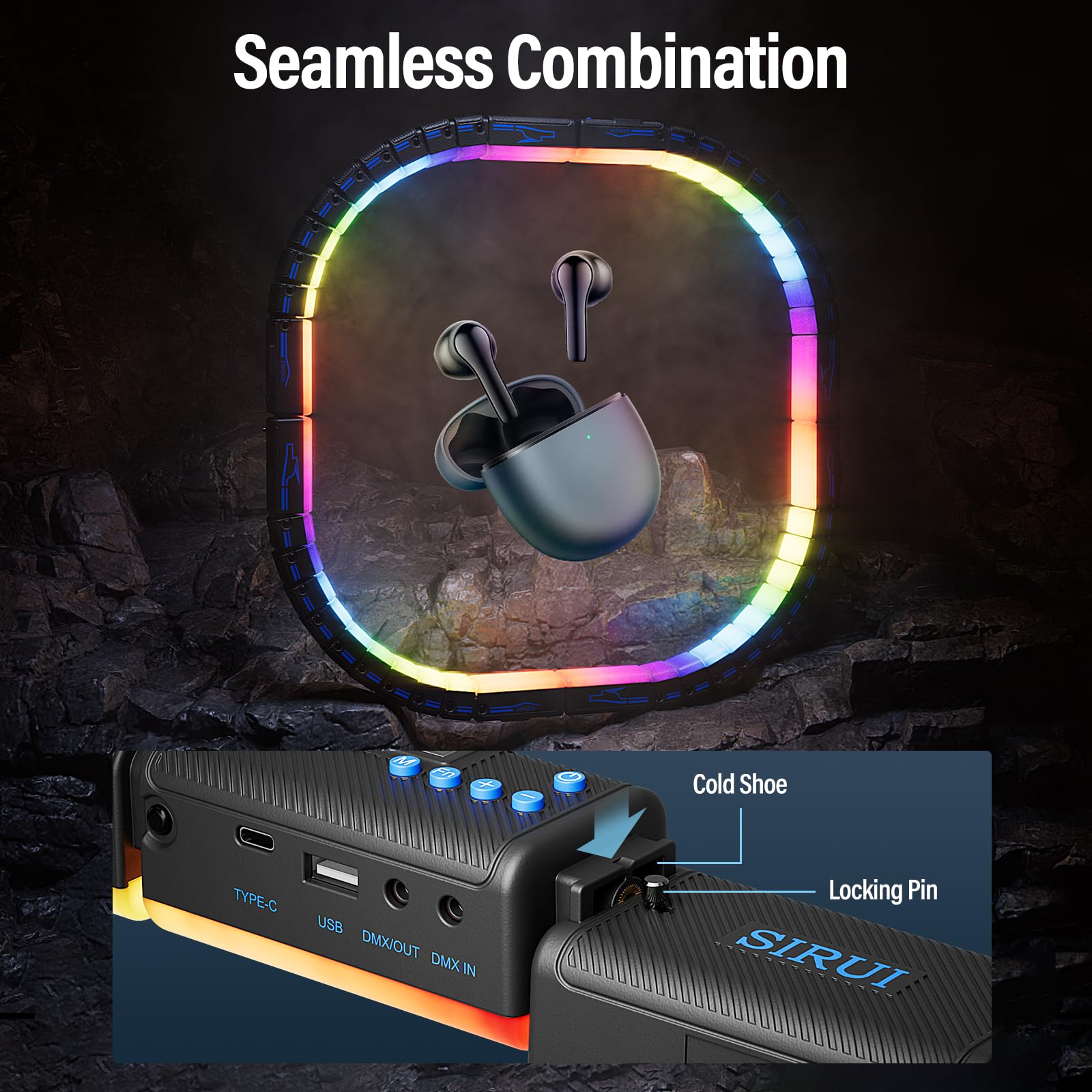 Sirui 15W Bendable Rgb Video Light, Led Panel Light For Studio Photography Lighting, Adjustable 360 Full Color, 2500K 7000K, Sea