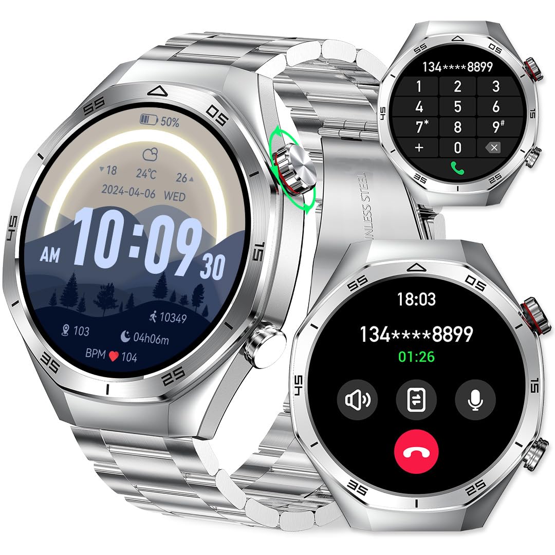 Mens Smart Watch 1.52 HD Touch Screen Sports Fitness Tracker with Bluetooth Calls IP67 Waterproof Smartwatch for Men 24/7 Heart