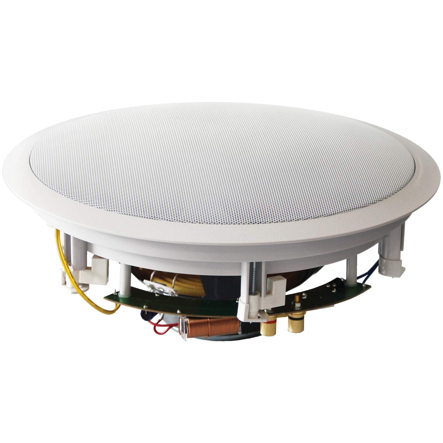 250W 3 Way 10    In Ceiling Speaker With Pivoting Tweeter And Midrange, Metal And Cloth Grills