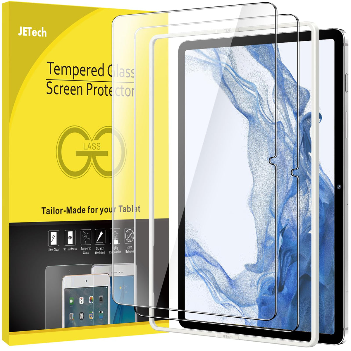 Jetech Screen Protector For Samsung Galaxy Tab S8 Plus 2022 / Tab S7 Fe 2021 / Tab S7 Plus 2020 12.4 Inch With Easy Installation