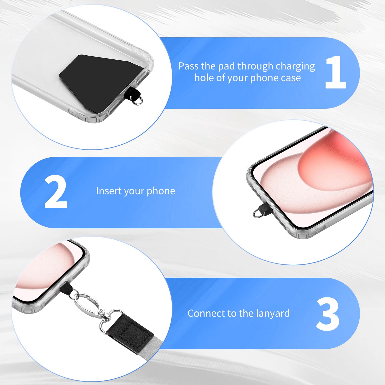 Outxe Phone Lanyard   4   Pads, 1   Adjustable Neck Strap, 1   Wrist Strap, Nylon, Compatible With All Smartphone