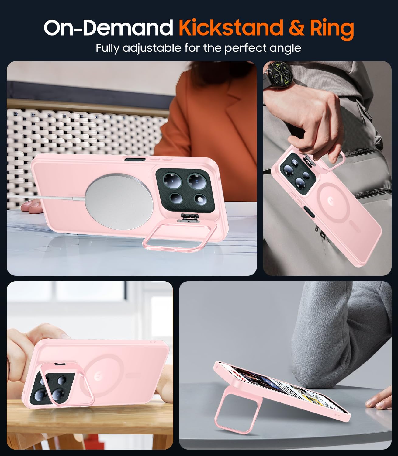 Tobovon For Motorola Moto G 2025 Case, Fits Magsafe, With Built-In Camera Ring Stand & Sceen Protector, Slim Translucent Matte M