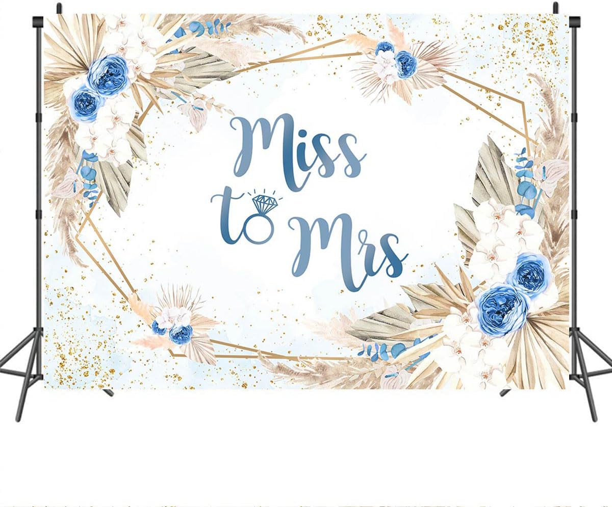 Mocsicka Miss To Mrs Bridal Shower Backdrop Boho Something Blue Bridal Shower Decorations Bride To Be Flowers Wedding Party Deco