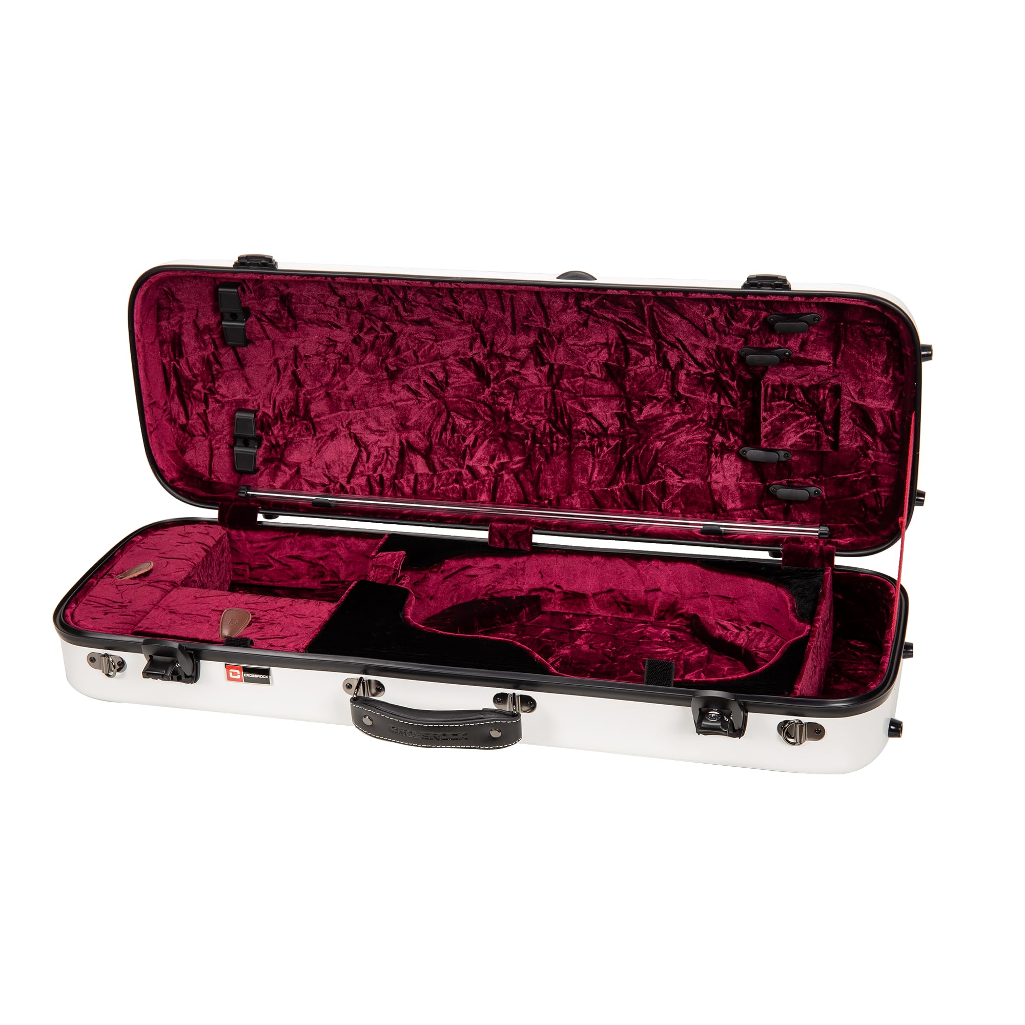 Crossrock Fiberglass Oblong Case Fits 4/4 Full-Size Violin, With Accessory Compartments, Removable Shoulder Straps, Tsa Lock, Hy