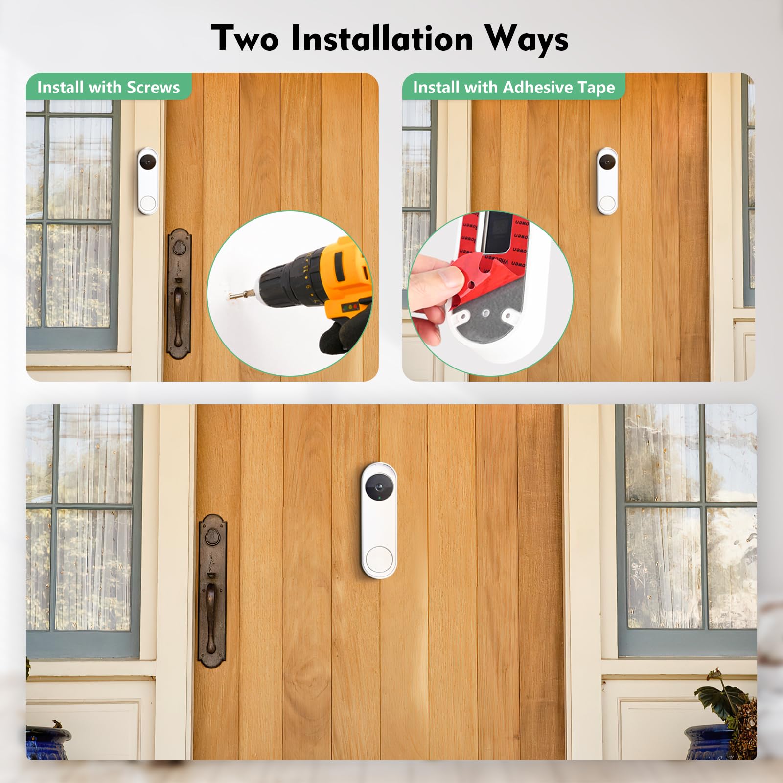 Anti Theft No Drill Doorbell Mount Compatible With Google Nest Doorbell (Battery), Video Doorbell Door Mount For Apartment, Home