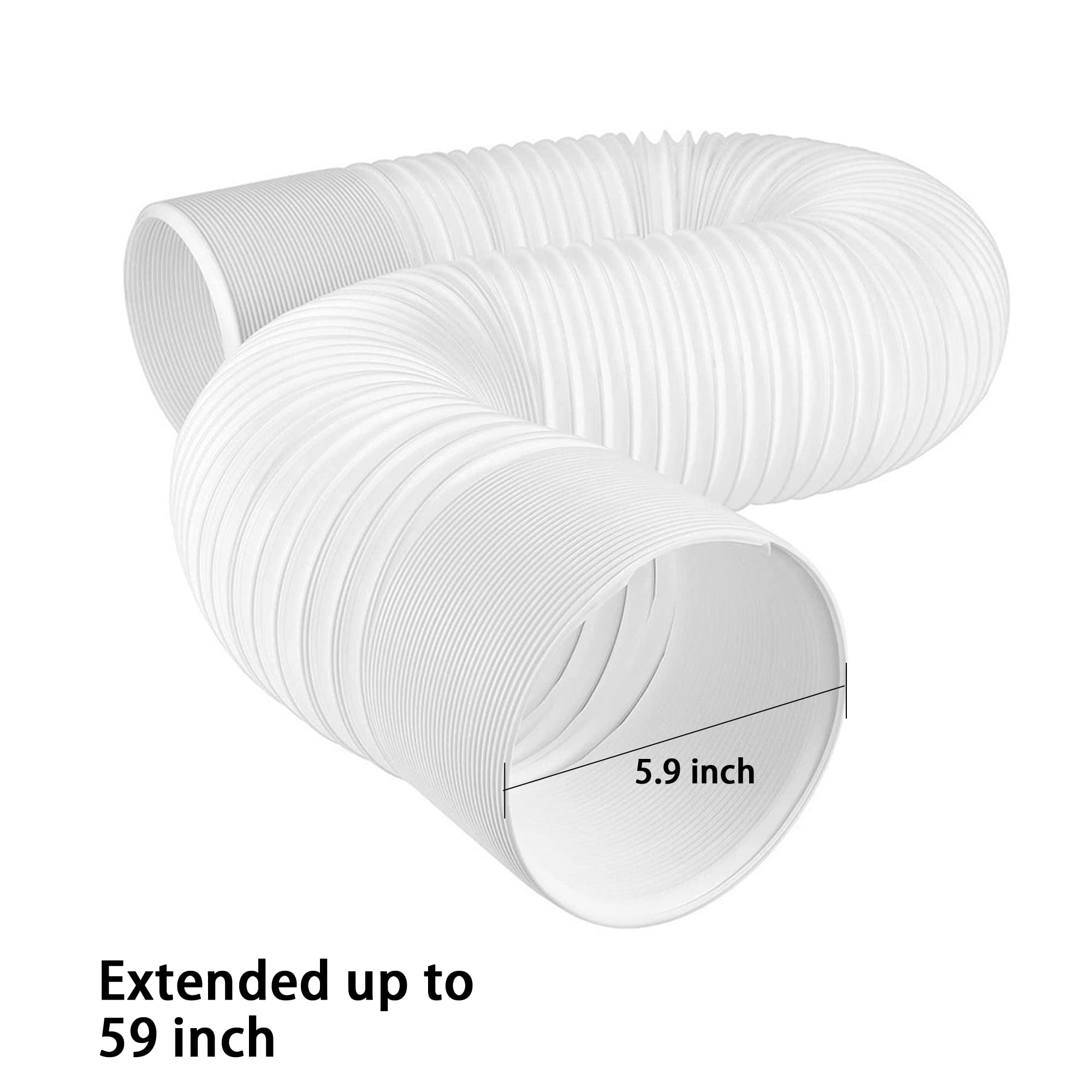 Air Conditioner Exhaust Vent Hose   5.9'' Diameter, 59'' Length, Angooni Universal Counter Clockwise Thread Air Vent Compatible