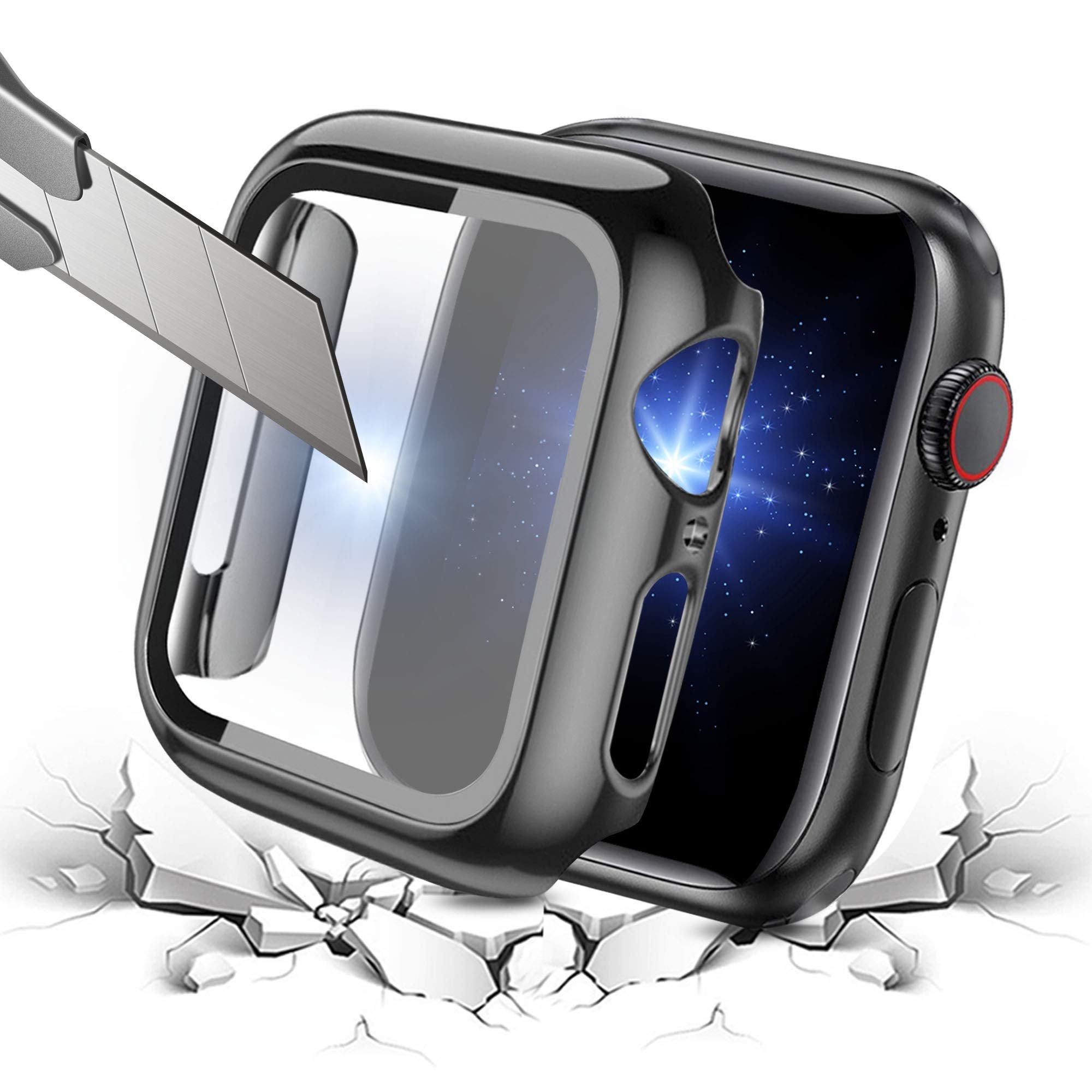 Bekomo 3 Pack Stainless Steel Apple Watch Bands With 2 Pack Tempered Glass Screen Protectors For Series 9, 8, 7, 6, 5, 4, 3, 2,