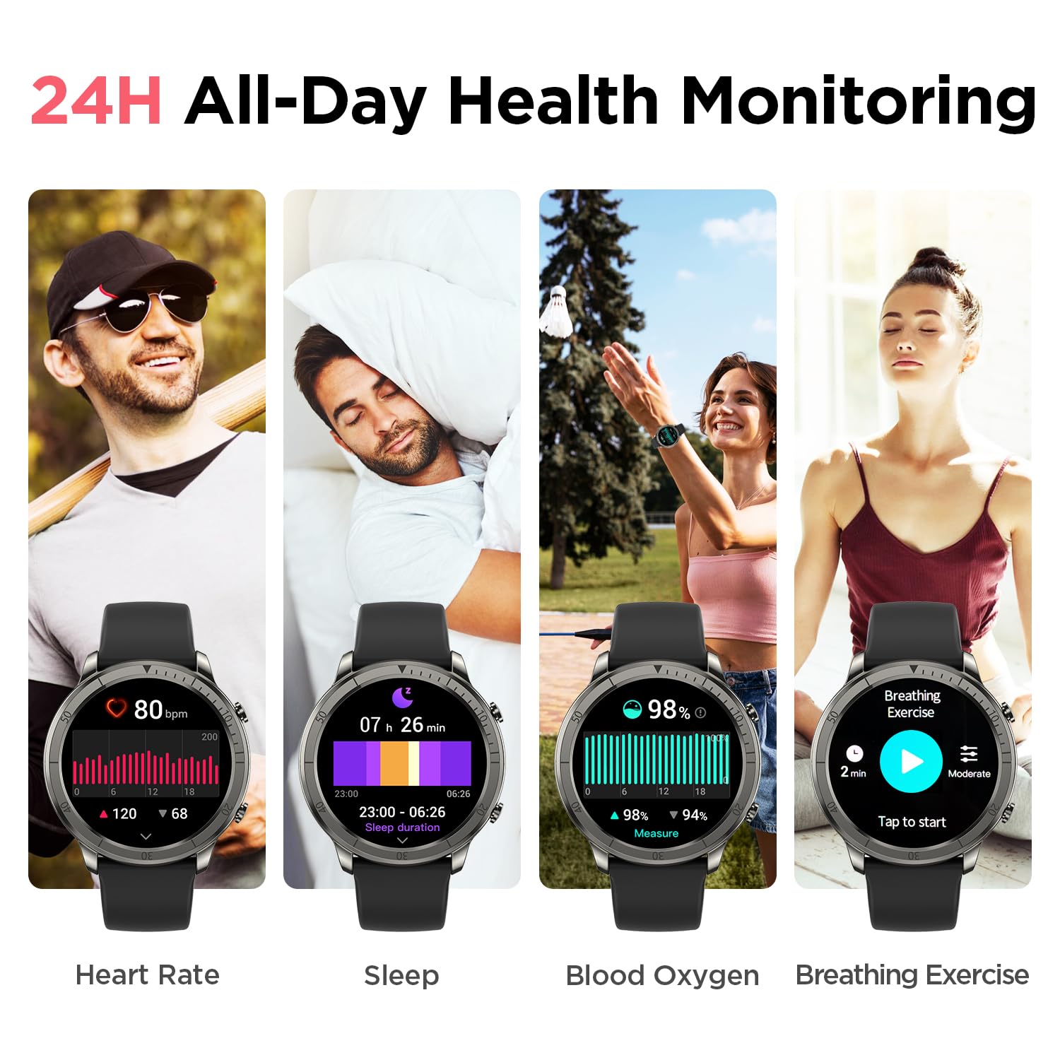 Benio Smart Watch, Health Fitness Tracker Watch For Men Women Ip68 Waterproof, Multi-Sport Mode Activity Tracker, Heart Rate/Spo