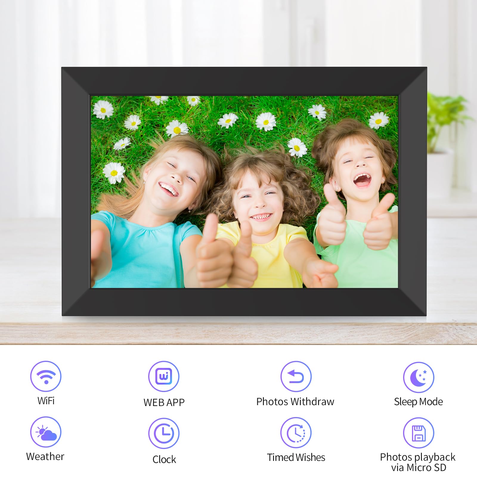 Digital Picture Frame 10.1 Inch Wifi Digital Photo Frame Electronic Picture Frame Slideshow, Built In 16Gb Storage, Wall Mounted