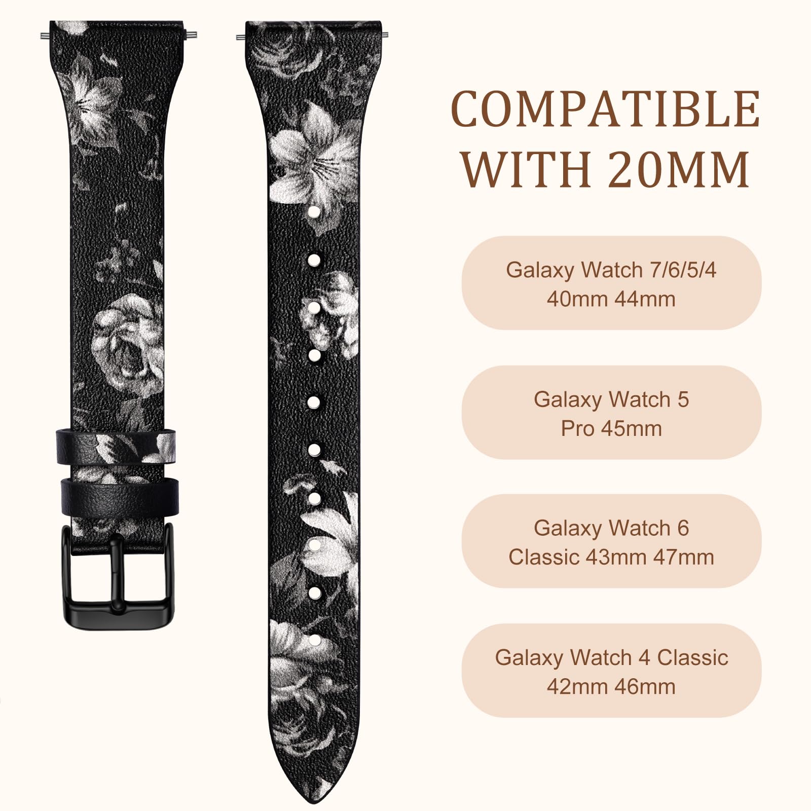 Geak Slim Leather Bands Compatible With Samsung Galaxy Watch 7 Band 40Mm 44Mm/Watch 6 5 4 40Mm 44Mm/Galaxy Watch Band 42Mm/Watch