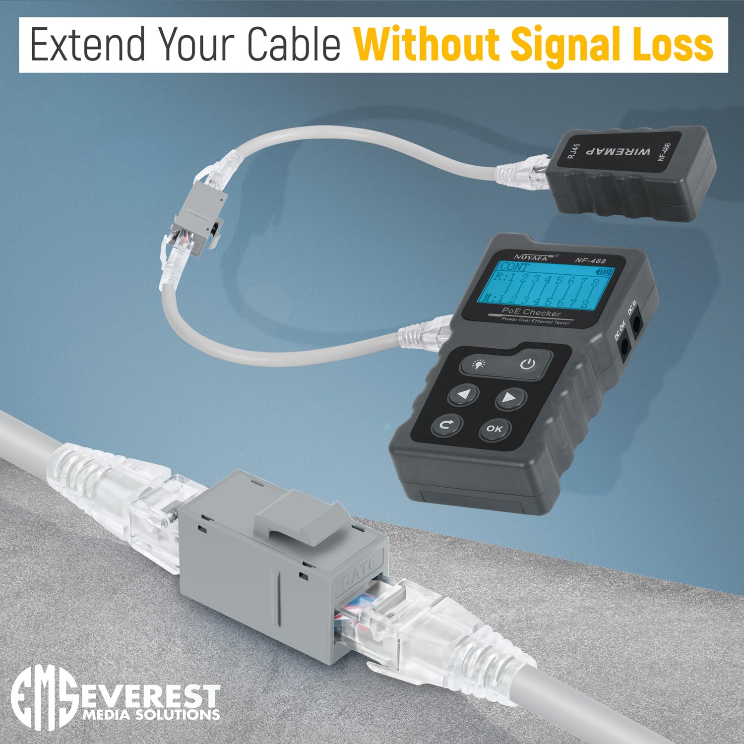 Everest Media Solutions Rj45 Cat6 Keystone Coupler In Gray   6 Pack   Female To Female Ethernet Keystone Jack For Standard Wall