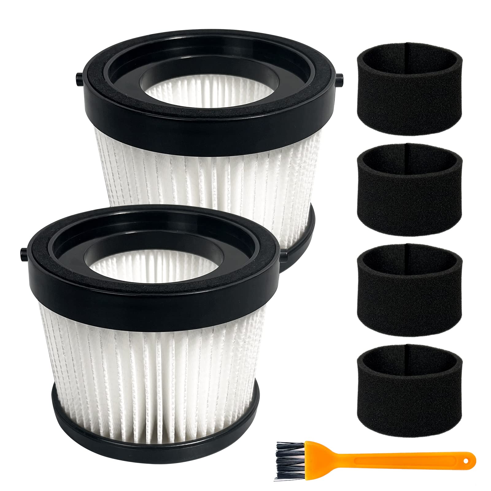 2 Pack Dcv5011H Hepa Filter Compatible With Dewalt Dcv501Hb Cordless Handheld Vacuum, With 4 Foam Sleeve Filters & 1 Brush