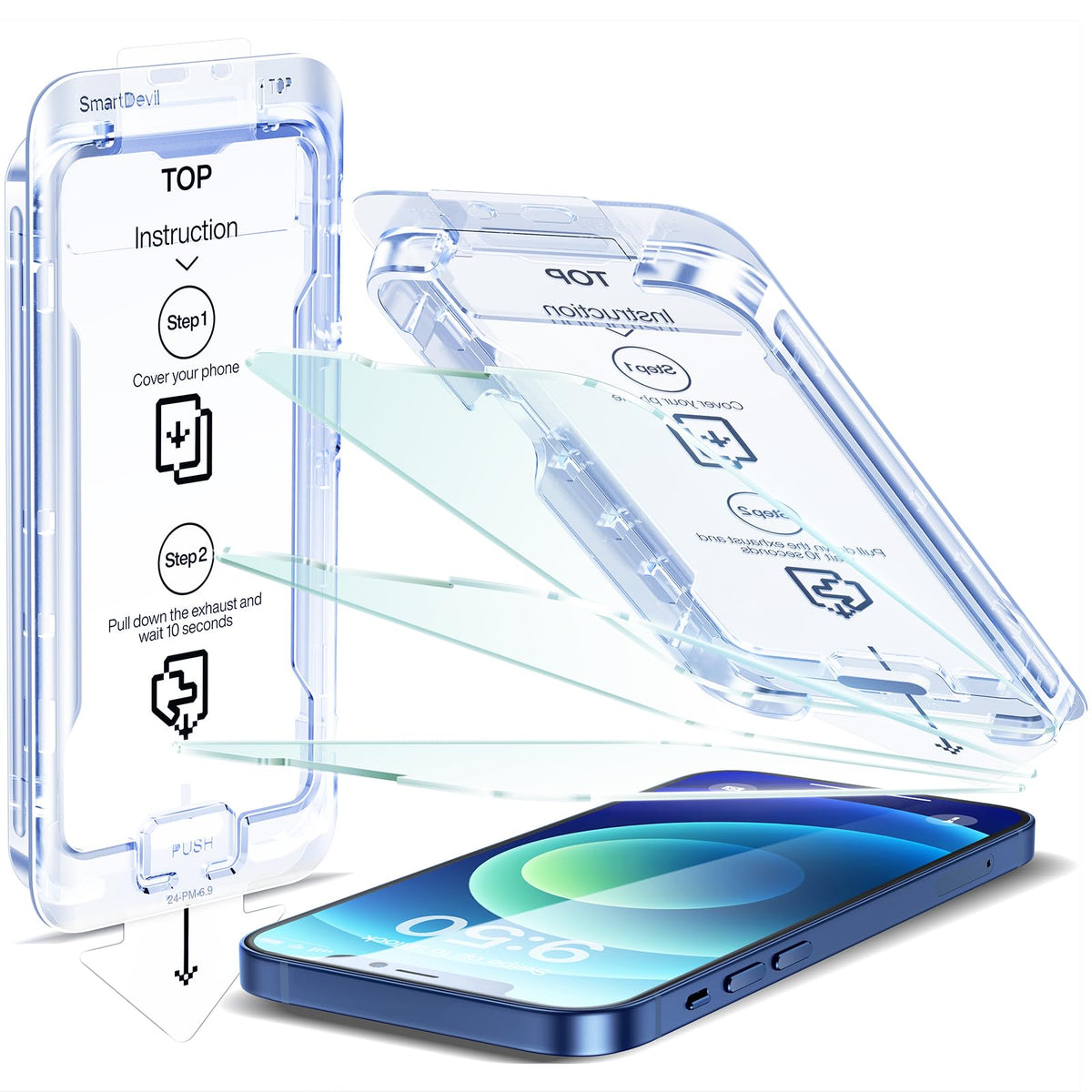 Smartdevil 3 Pack Screen Protector For Iphone 12 / Iphone 12 Pro (6.1 Inch) Tempered Glass, Hd Clear Film, Easy Installation, Du