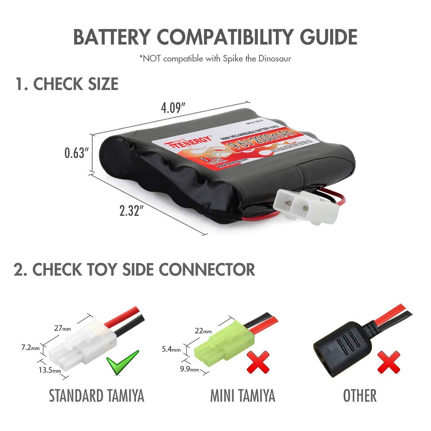 Tenergy Nimh Battery Pack 9.6V Rc Battery, High Capacity 2000Mah Rechargeable Flat Battery W/Standard Tamiya Connector + 9.6V Ni
