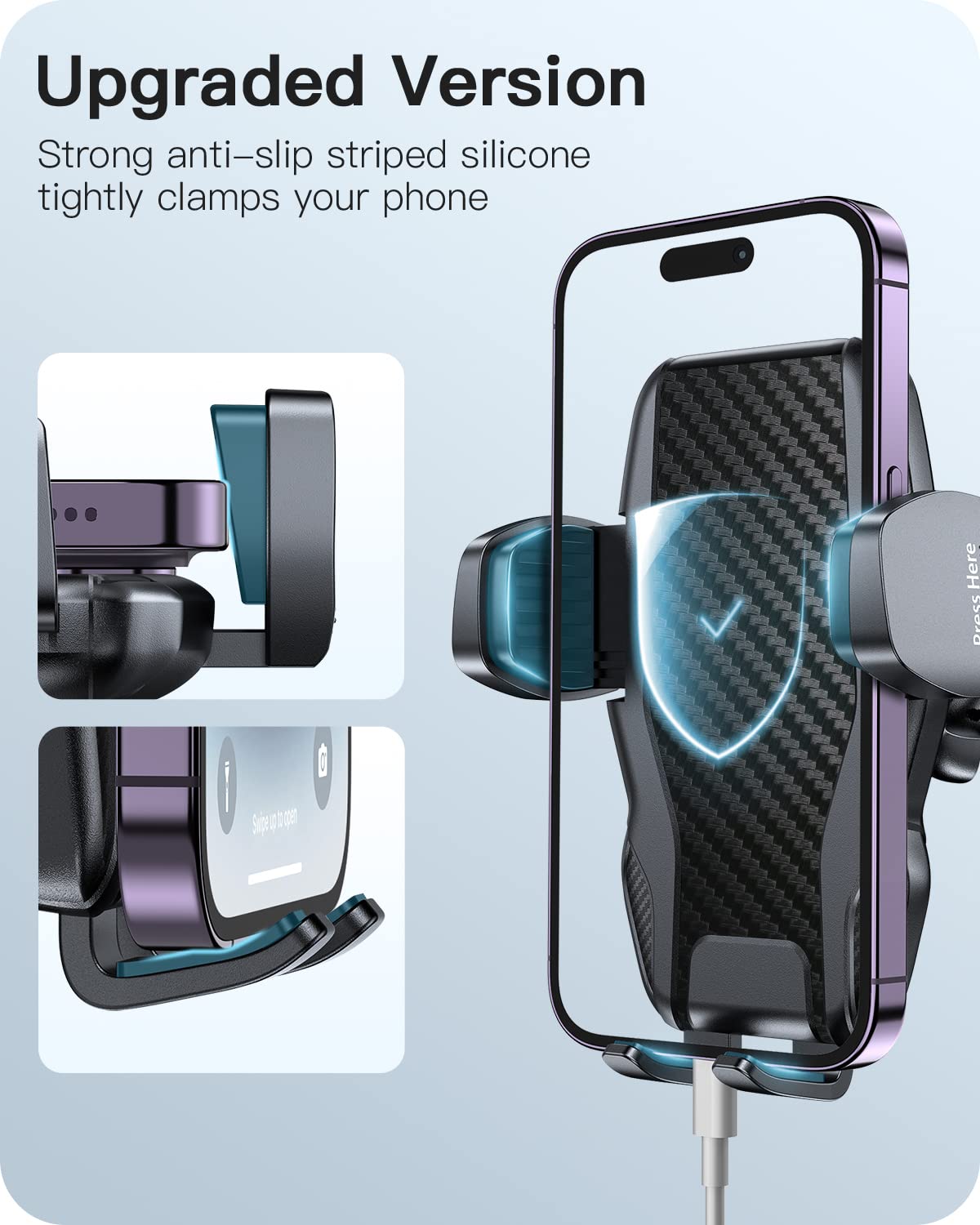 Apps2Car Car Phone Holder Mount Gooseneck Dashboard Windshield Suction Cup Phone Mount Anti-Shake Stabilizer Phone Car Cradle Co