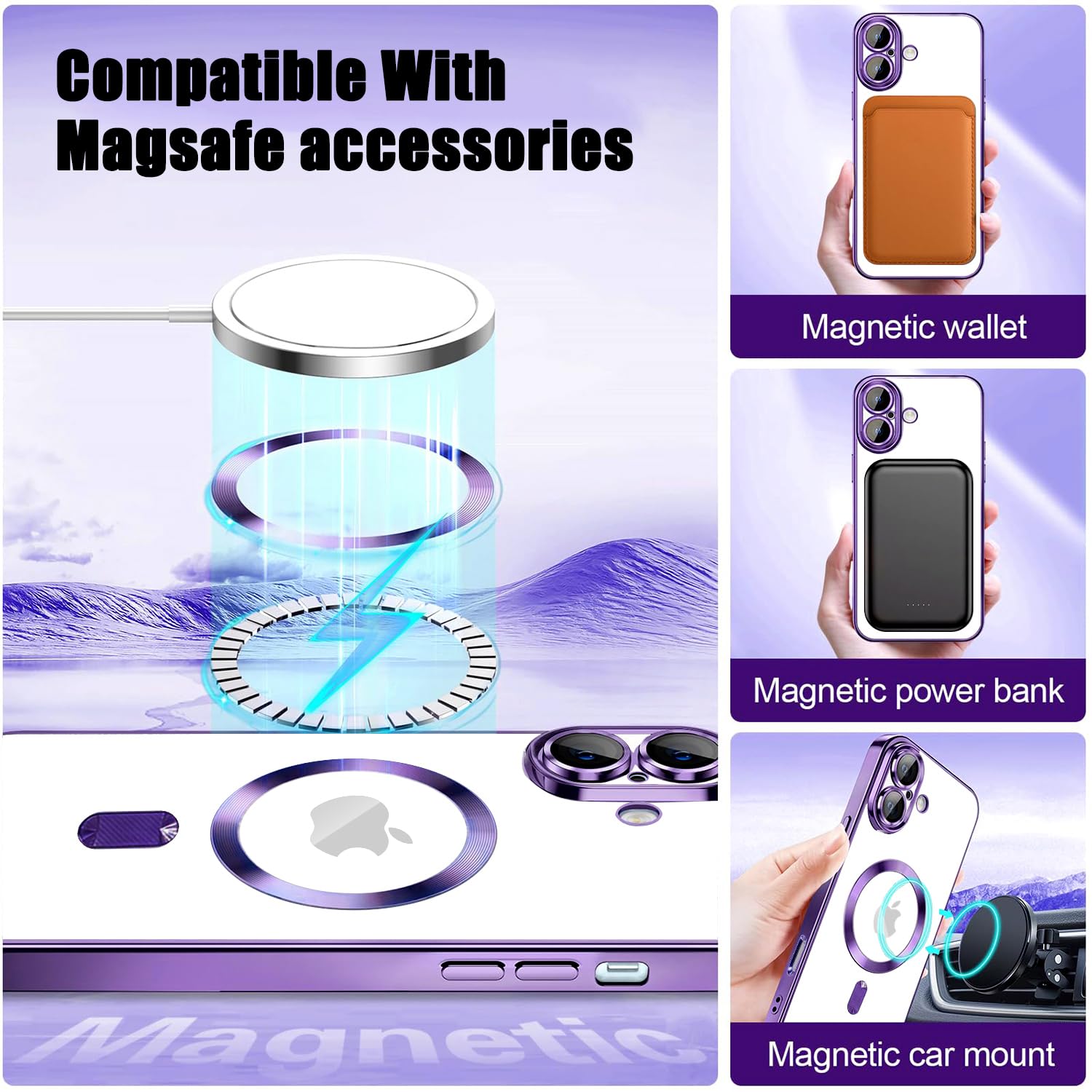 Misscase For Iphone 16 Magsafe Case With Camera Lens Protector,Full Protection Clear Magnetic Case Compatible With Magsafe Elega