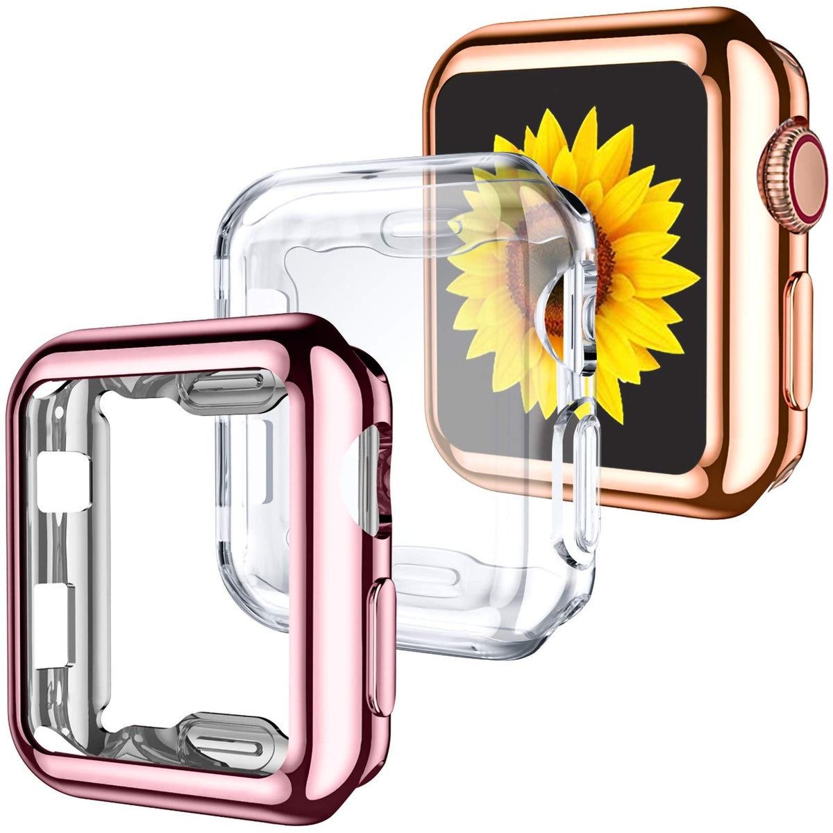 Geak 3 Pack Compatible With Apple Watch Case 42Mm,Soft Hd High Sensitivity Screen Protector With Tpu All Around Anti Fal Protect