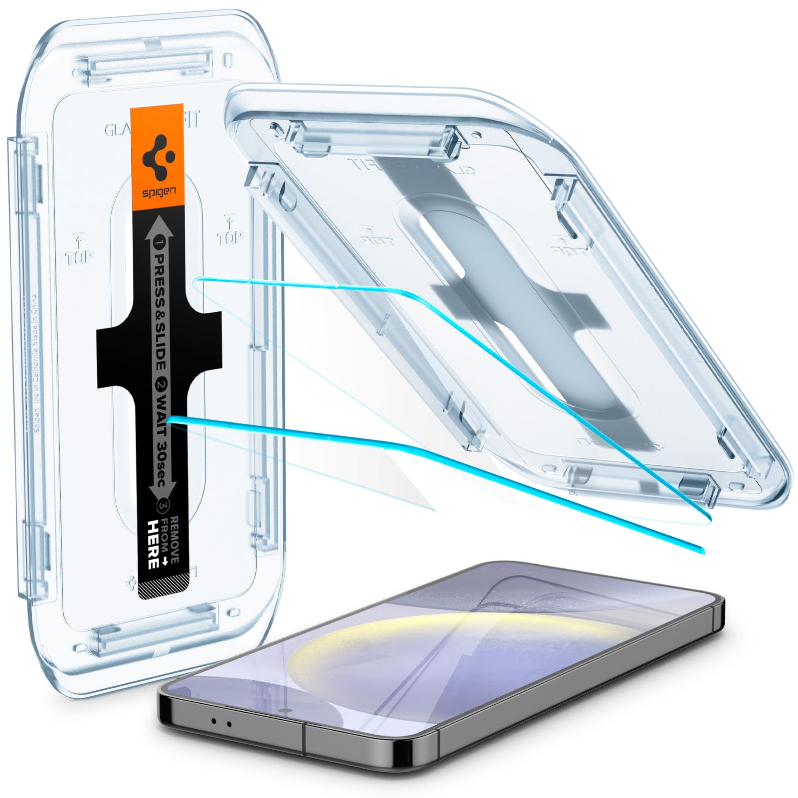 Spigen Tempered Glass Screen Protector [Glastr Ez Fit] Designed For Galaxy S24 Plus [Case Friendly]   2 Pack