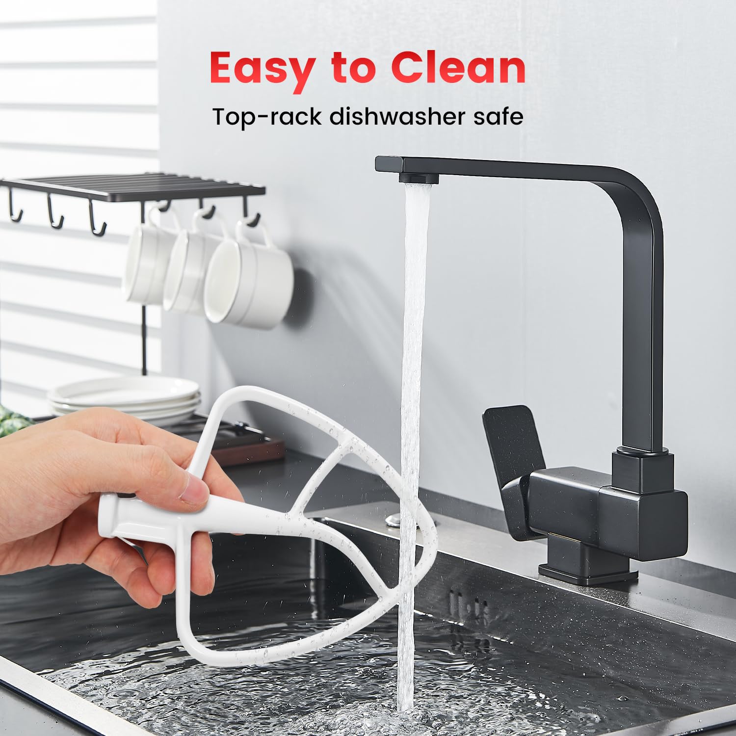 K45B Coated Flat Beater For Kitchenaid 4.5 5 Qt Tilt Head Mixer Attachments For Kitchen Aid Paddle Attachment, White