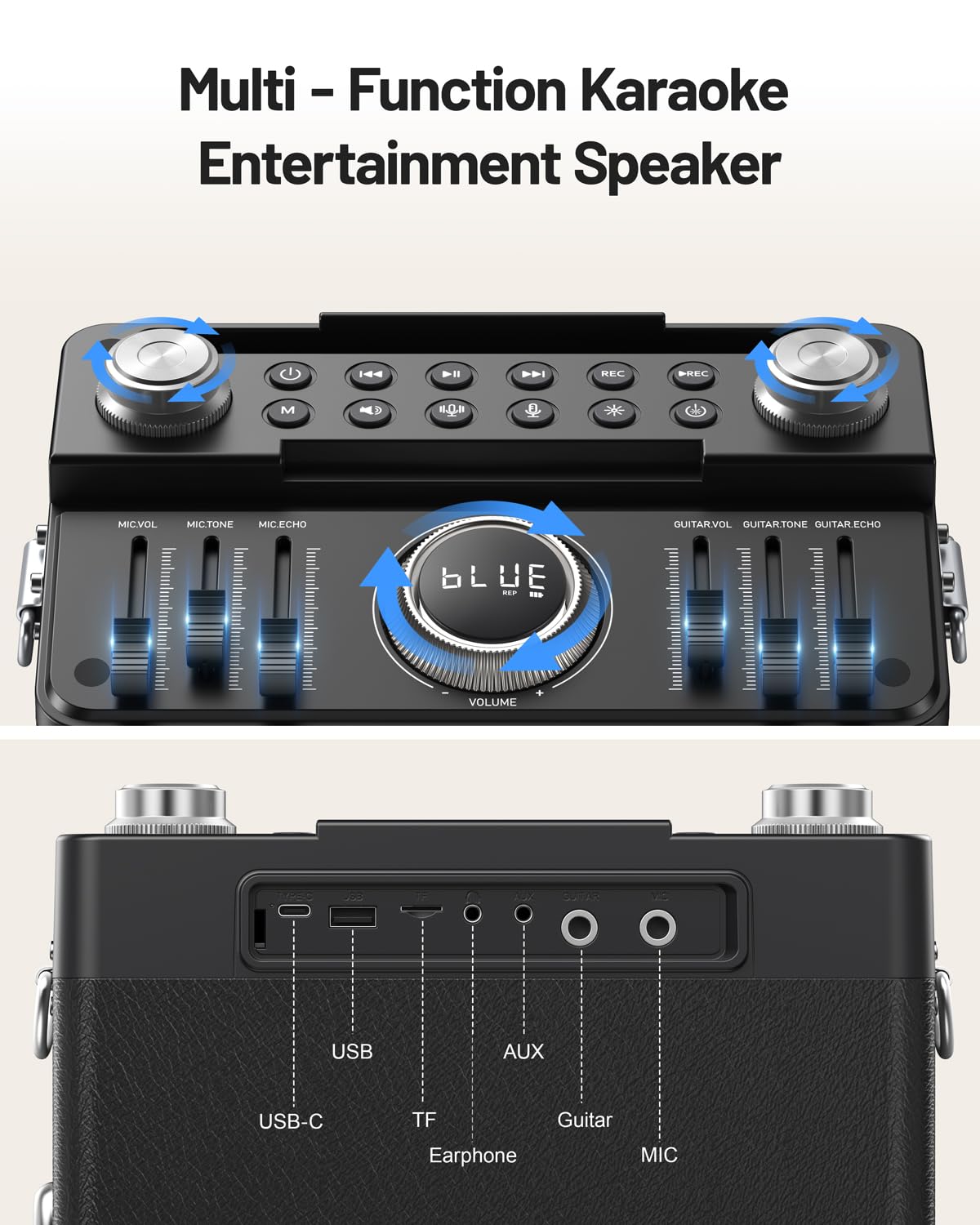 Metfut Professional Karaoke Machine For Adults With Bluetooth 5.3, 2 Wireless Mics, Portable Wooden Speaker Pa System With Bass/