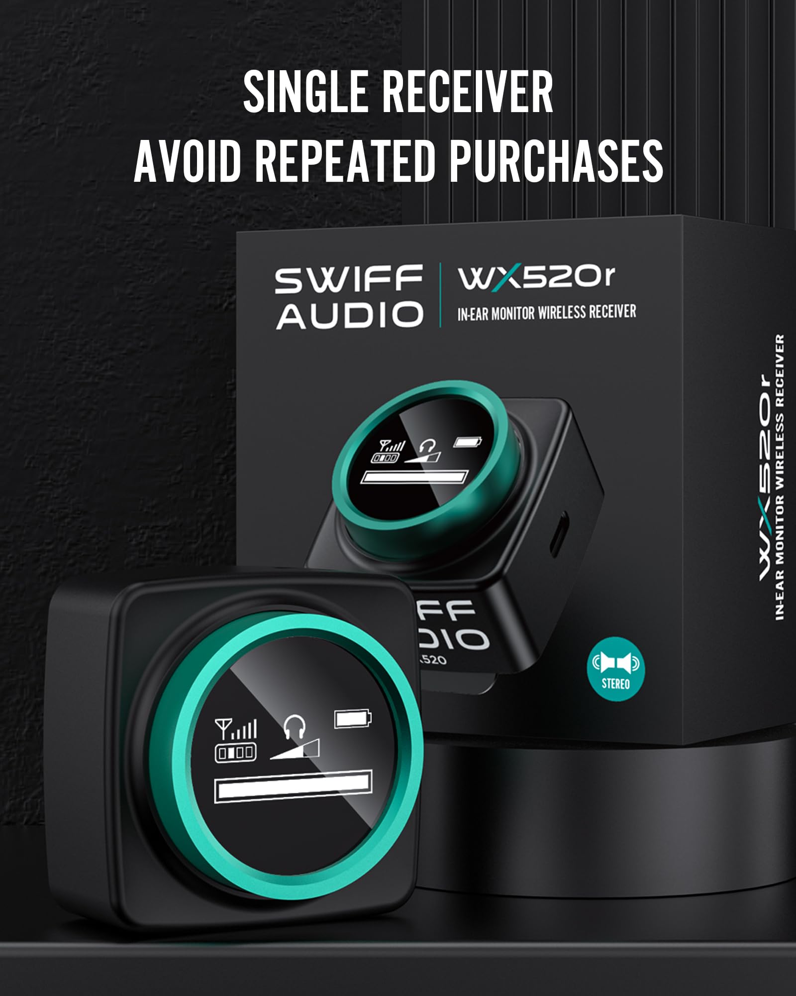 Swiff Wx520R Wireless In-Ear Monitor System Receiver, Upgraded 5.8G Stereo Iem System Low Latency With Led Display For Church, B