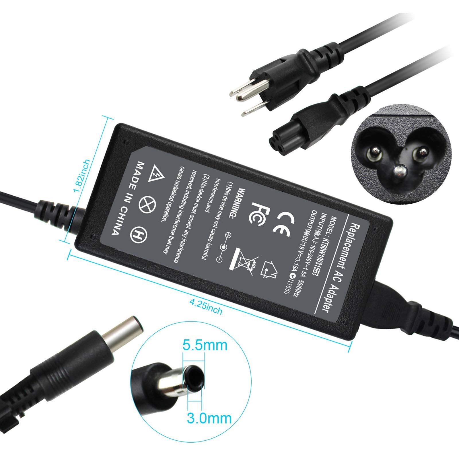19V Cpa09 004A Ad 6019 Charger Compatible With Samsung Np300E5C Np470R5E R480 Np740U5M Np740U5L Ba44 00242A Np510R5E Np740U5M X01Us Np365E5C Np300E5A Np300E5E Np300E4C Np300V5A Np305E5A Np270E5E 3.15A