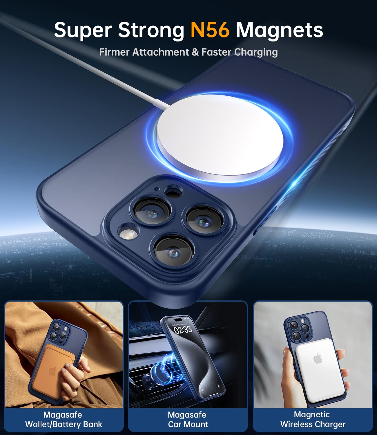 Jueshituo For Iphone 15 Pro Max Case With Magnetic Stand [Full Camera Protection] [Compatible With Magsafe] Mil Grade Shockproof