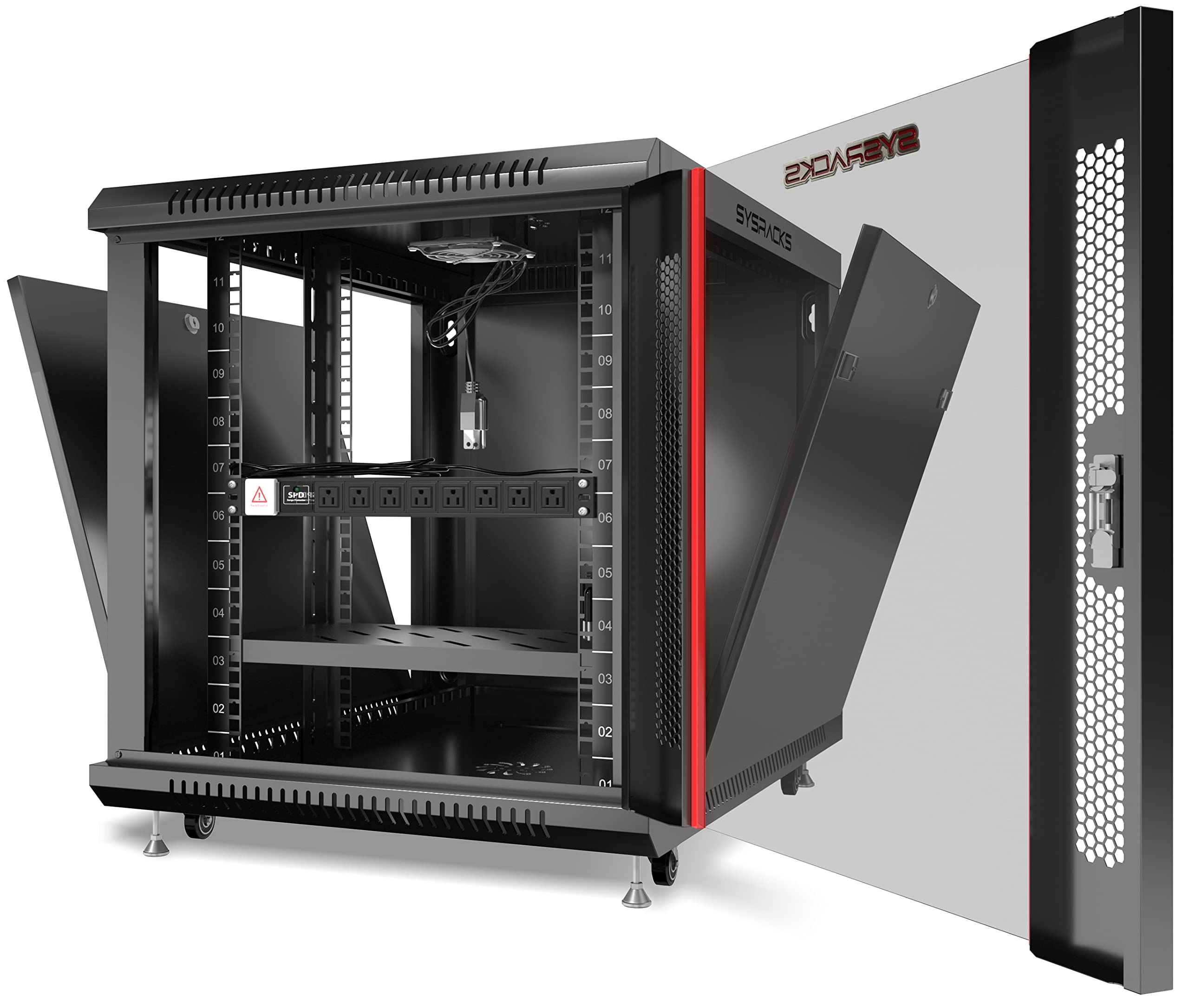 Sysracks Server Rack Network Cabinet Rack 35 Inch Deep Lockable Server On Casters With   Powerbar   Shelf   Fan   Hardware   For Data   Av   Computer   Networking   Pc Equipment (12U 35 Inch Depth)