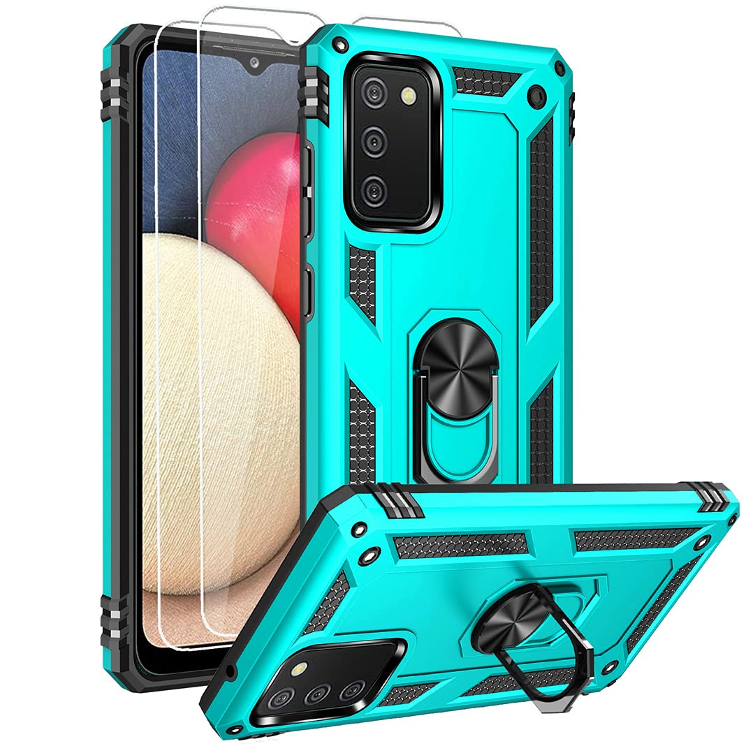 Androgate For Samsung A02S Case, Galaxy A02S Case With Hd Screen Protector, Military Grade Ring Kickstand Holder Car Mount 15Ft