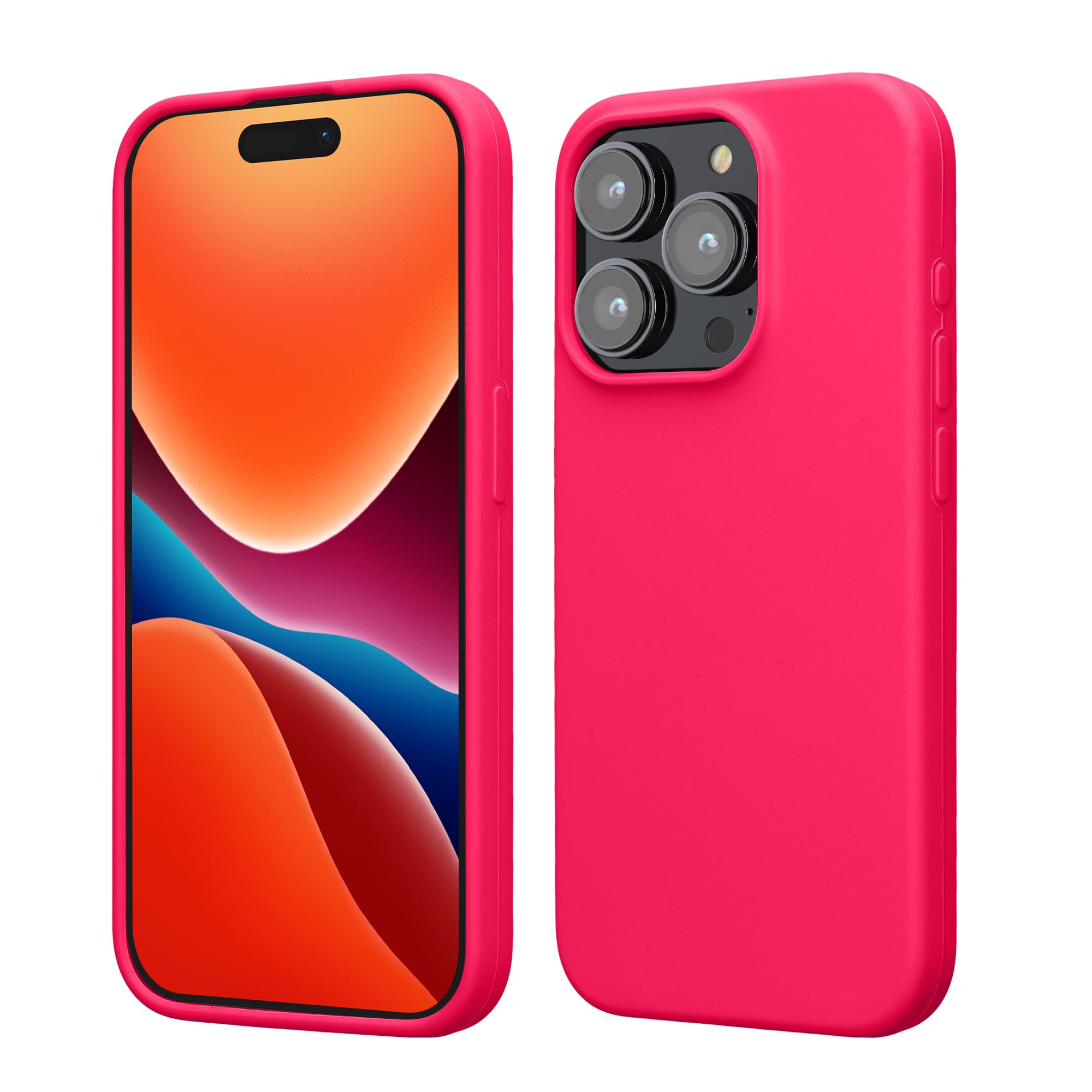 kwmobile Case Compatible with iPhone 15 Pro Case - Slim Soft TPU Silicone Cover - Neon Pink