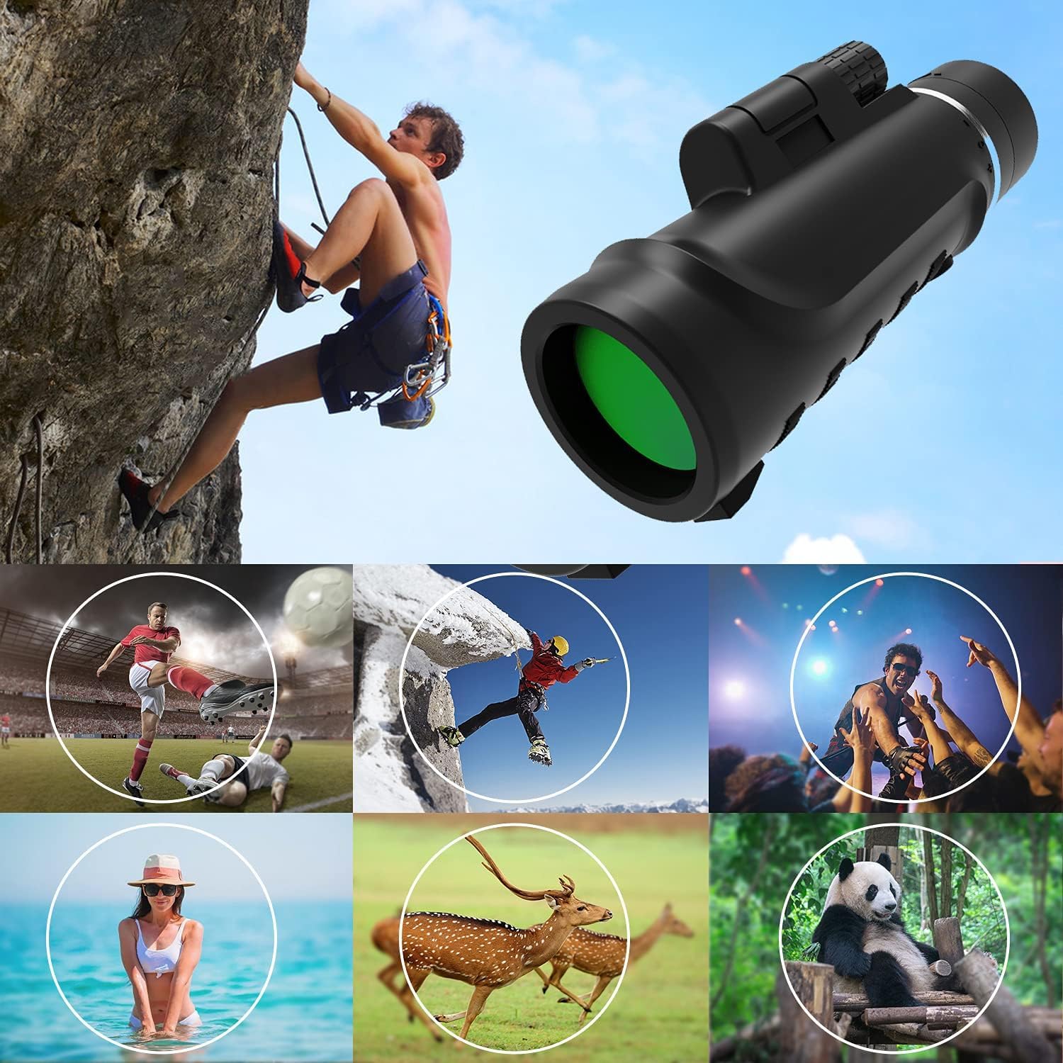 Monocular Telescope 16X52 High Power Monocular Telescope With Smartphone Tripod, Portable Bag   Ideal For Bird Watching, Hunting