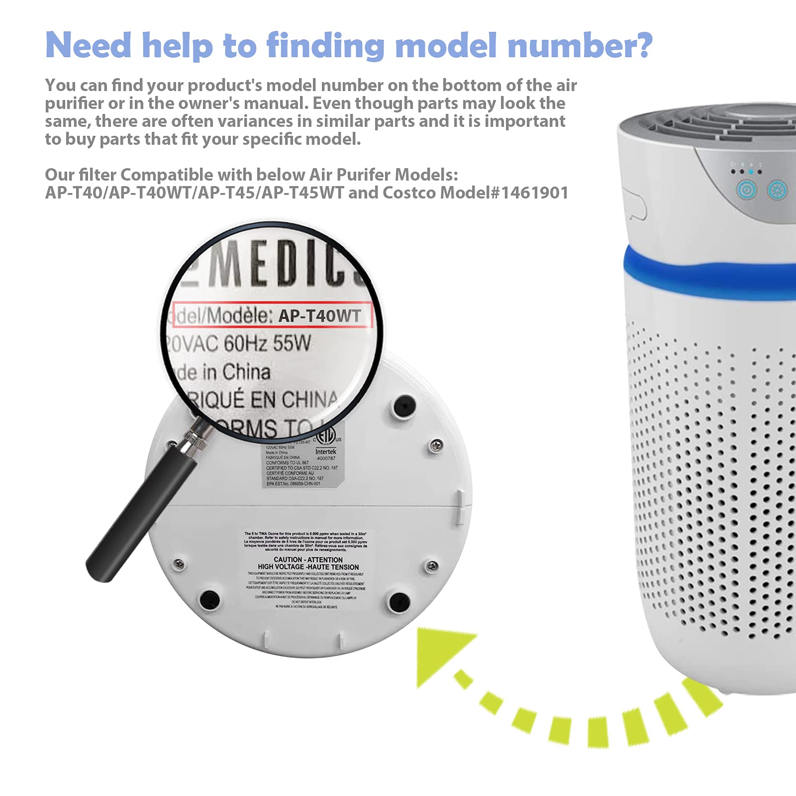 Ulrempart Replacement Hepa Filter Compatible With Homedics Air Purifier Models# Ap T45, Ap T45Wt, Ap T40, Ap T40Wt, Ap T40Wtar,