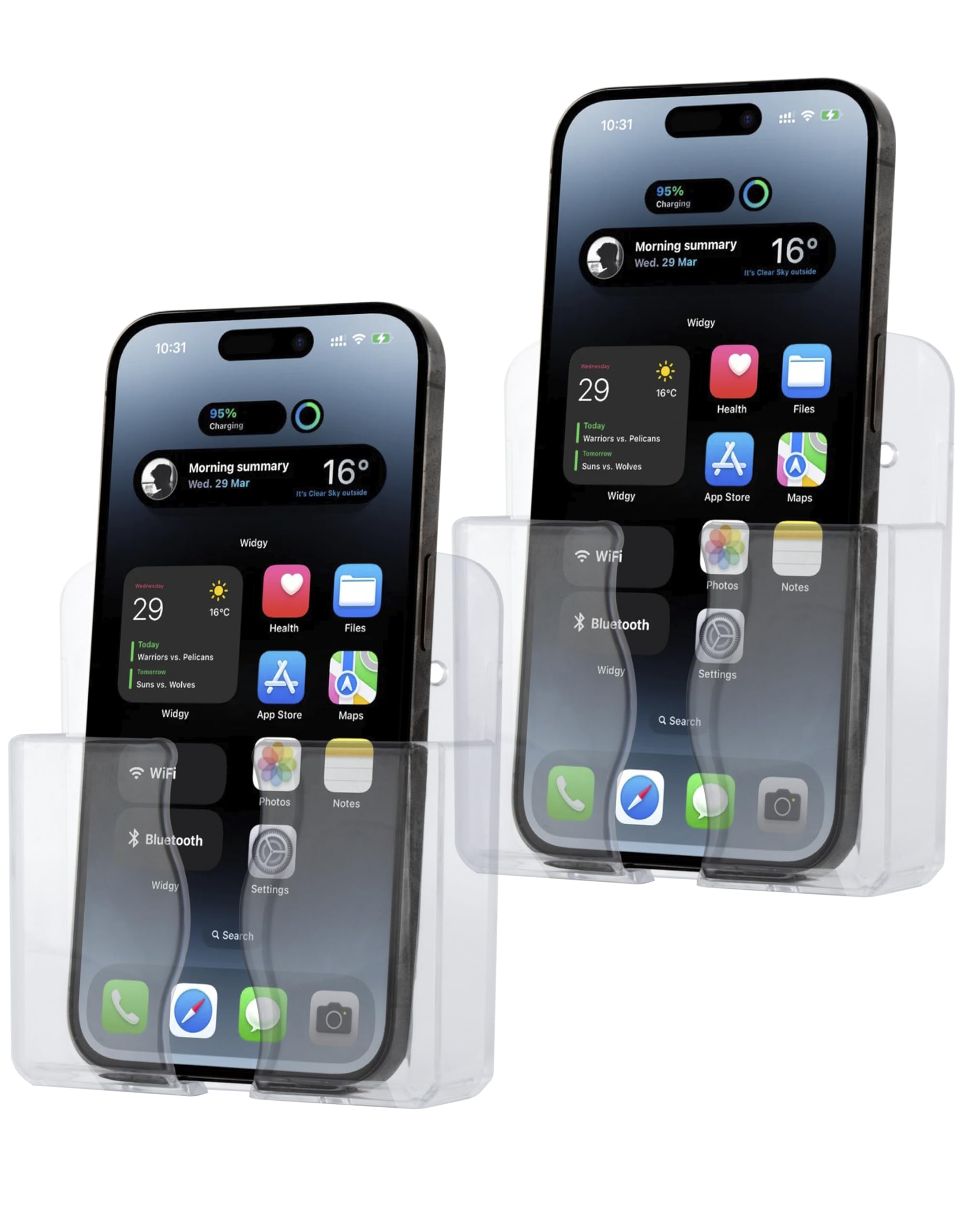 CEI&BPY 2Pack Phone Holder Wall Mounted, Clear Phone Stand with Self Adhesive. Phone Holder for Shower/Charging.Compatible with 