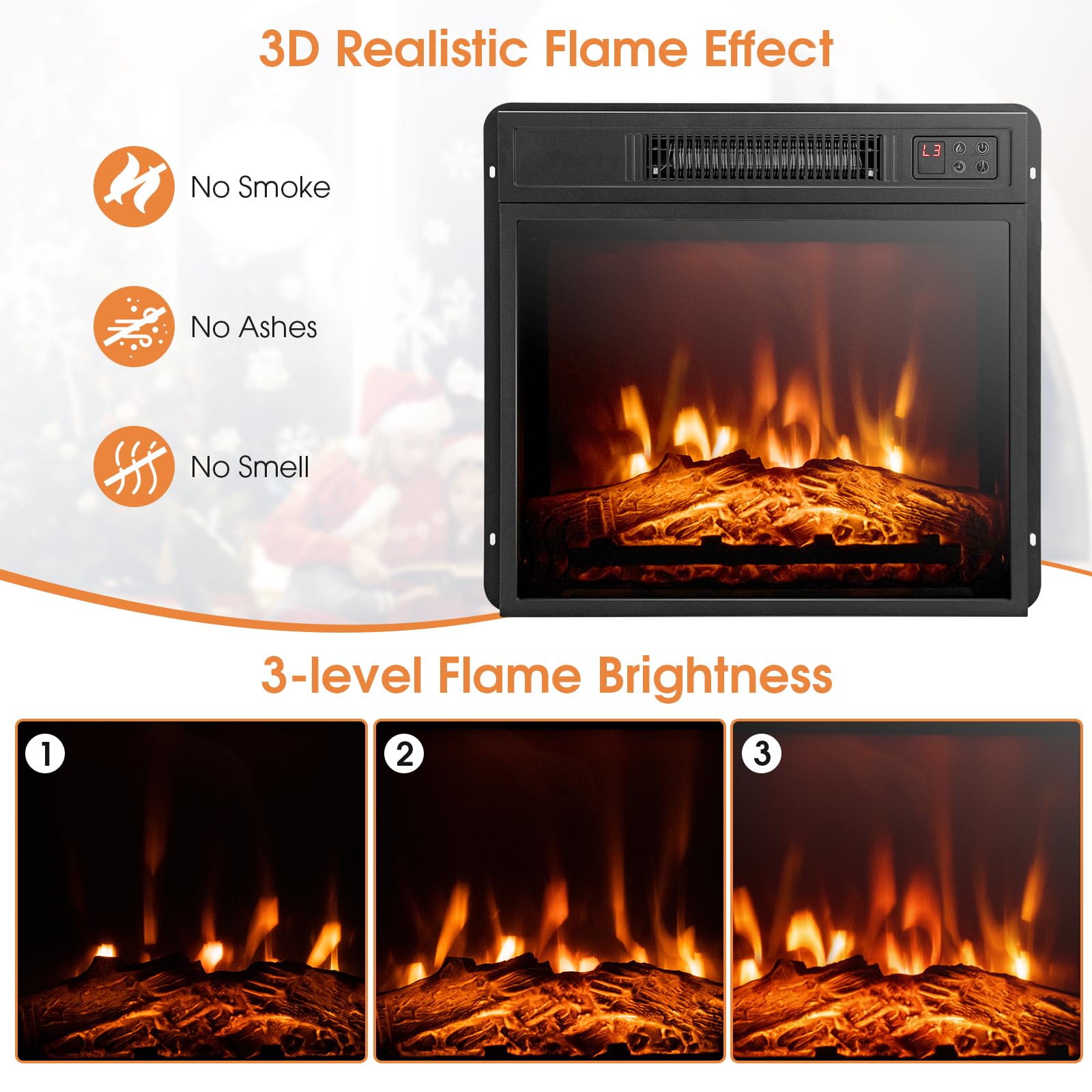 Simoe 32 Electric Fireplace With Mantel,Package Freestanding Fireplace With Remote Control & Overheat Protection & Adjustable Fl