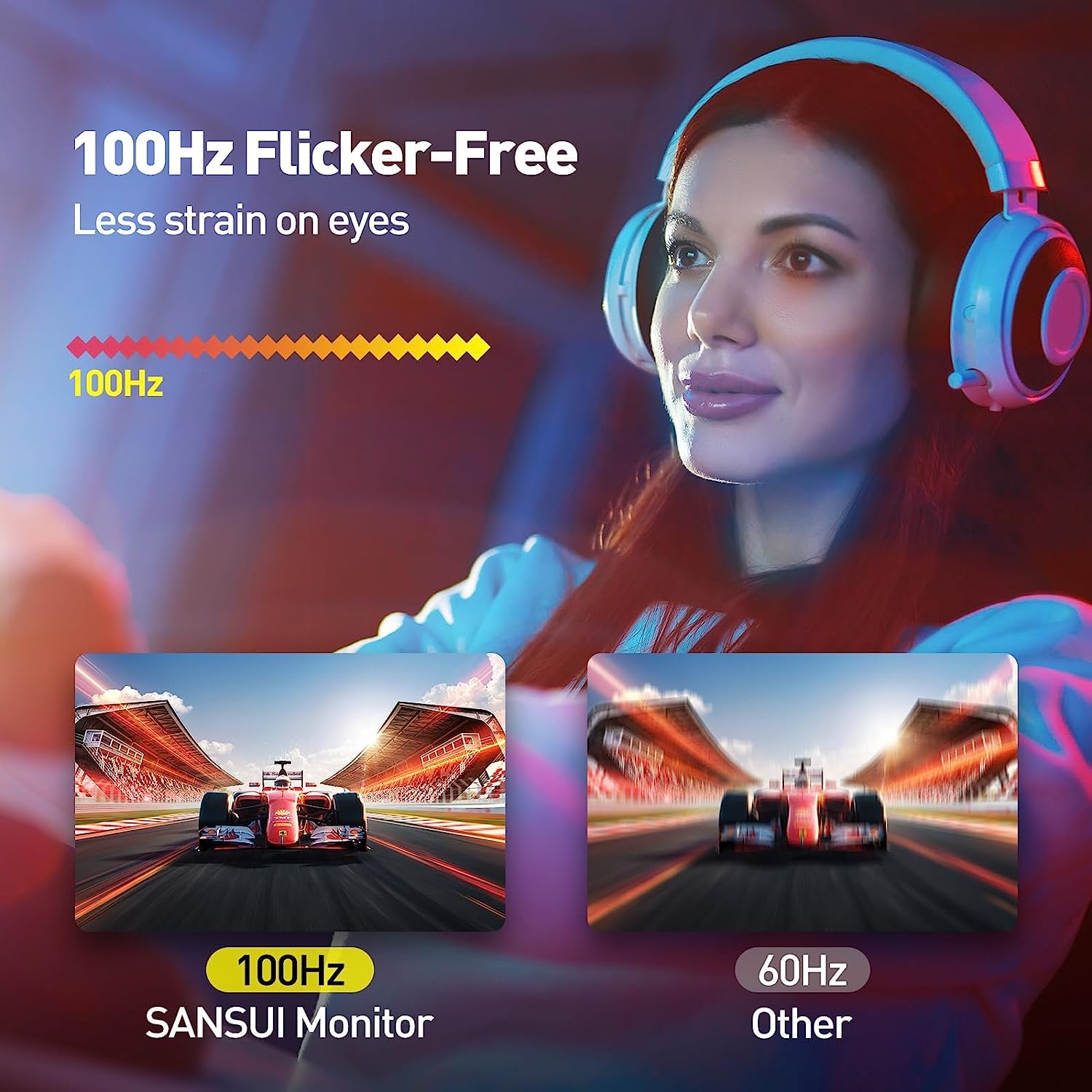 Sansui Computer Monitors 27 Inch 100Hz Ips Fhd 1080P Hdr10 Built In Speakers Hdmi Vga Ports Game Rts/Fps Tilt Adjustable For Wor