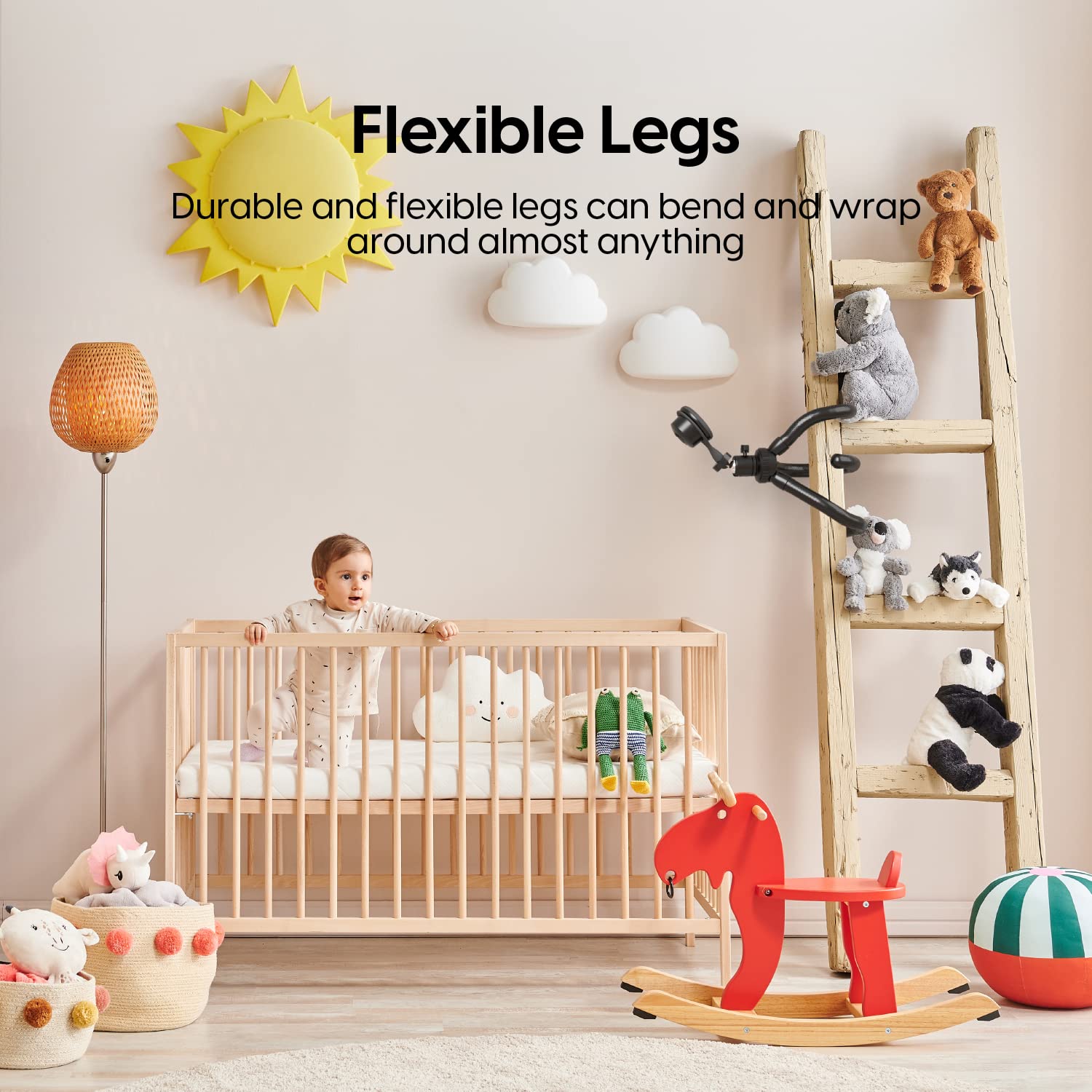 Talkworks Tripod Stand With Flexible Posable Legs-Compatible With Nest Camera-Multi-Purpose Mount Travel Tripod With 1/8 Screw M