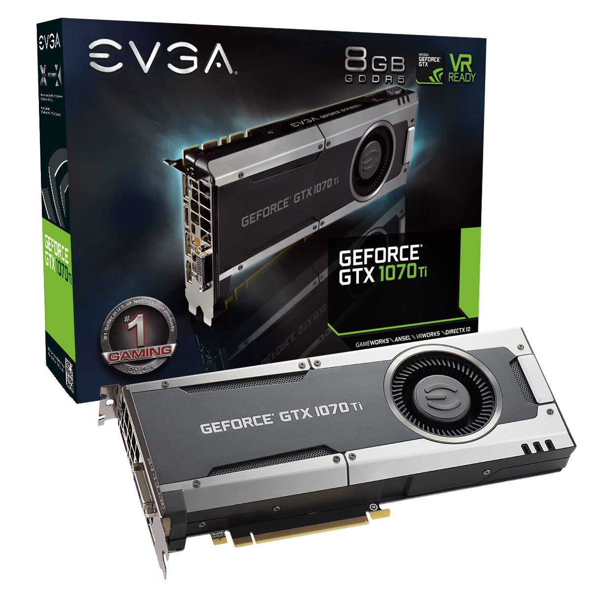 Evga Geforce Gtx 1070 Ti Gaming, 8Gb Gddr5, Evga Ocx Scanner Oc, White Led, Dx12Osd Support (Pxoc) Graphics Card 08G P4 5670 Kr