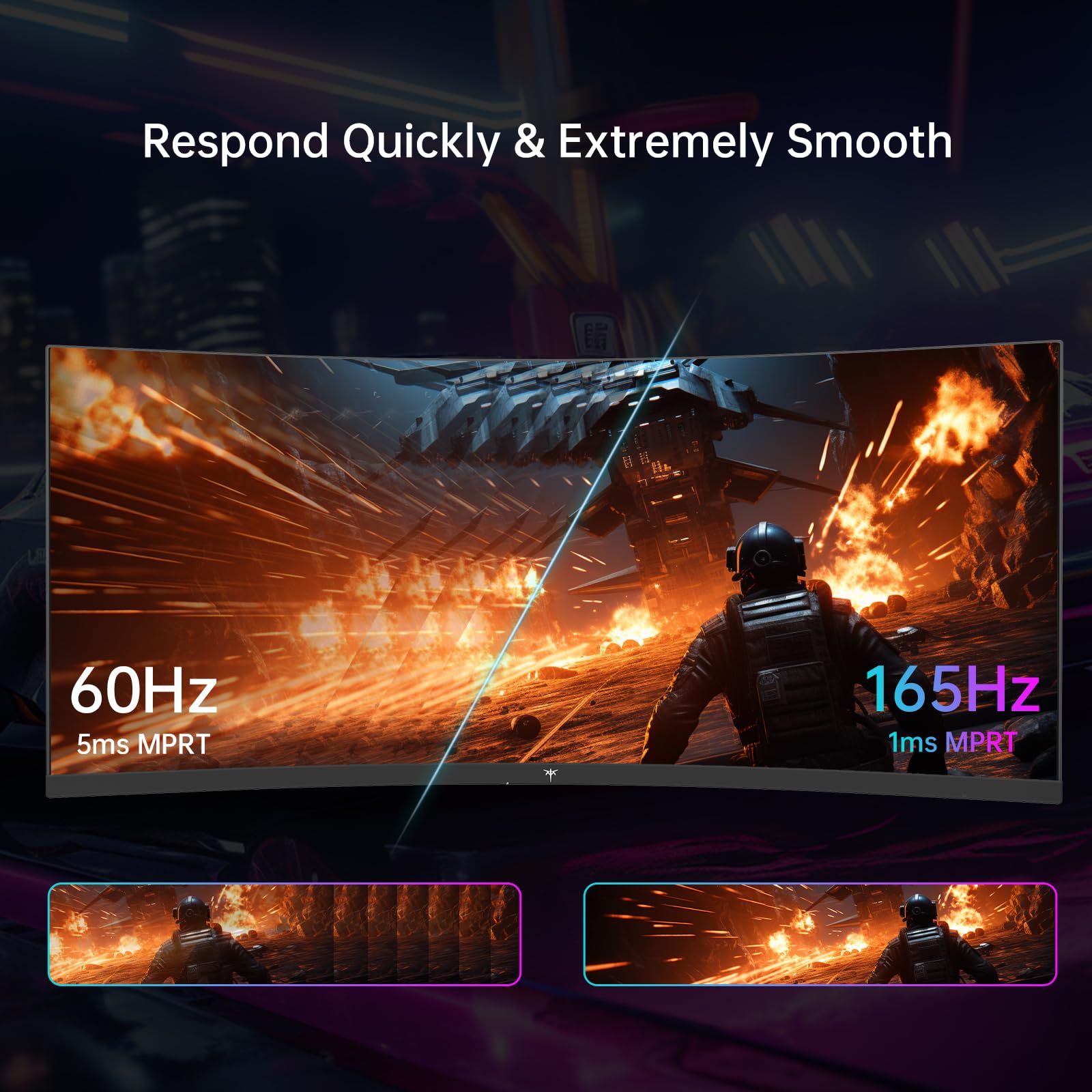 Ktc 34'' Curved Ultrawide Gaming Monitor, 21:9, 3440X1440P 165Hz 1Ms, 1500R Curved Monitor, Freesync G Sync, Picture By Picture,